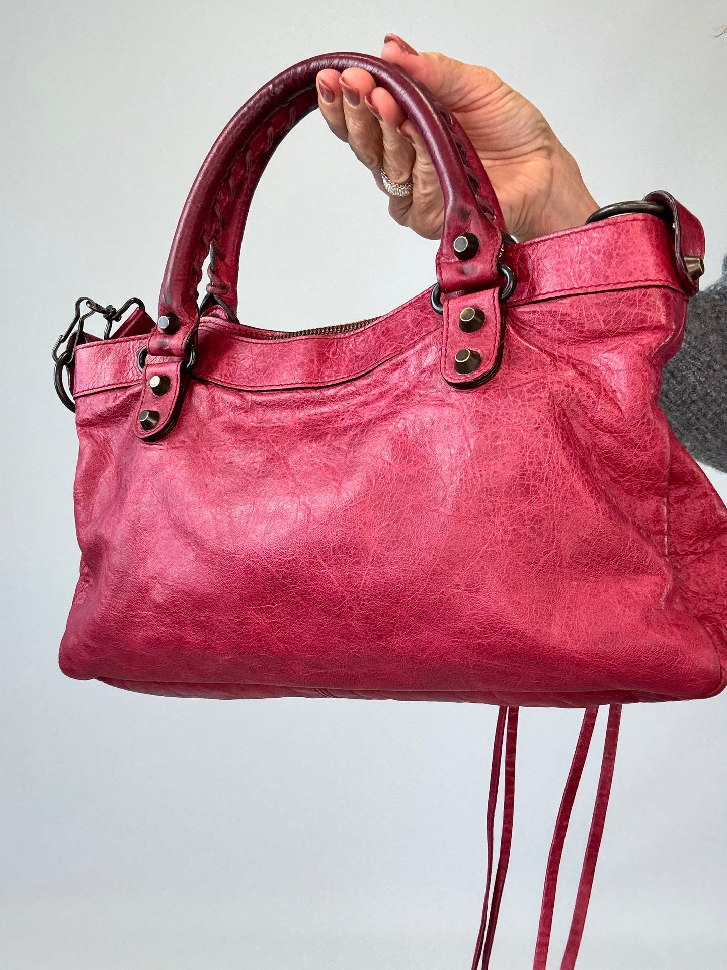 Balenciaga First La City- Burgundy Red