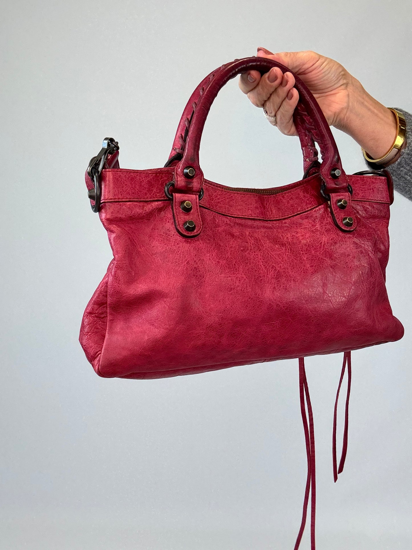 Balenciaga First La City- Burgundy Red