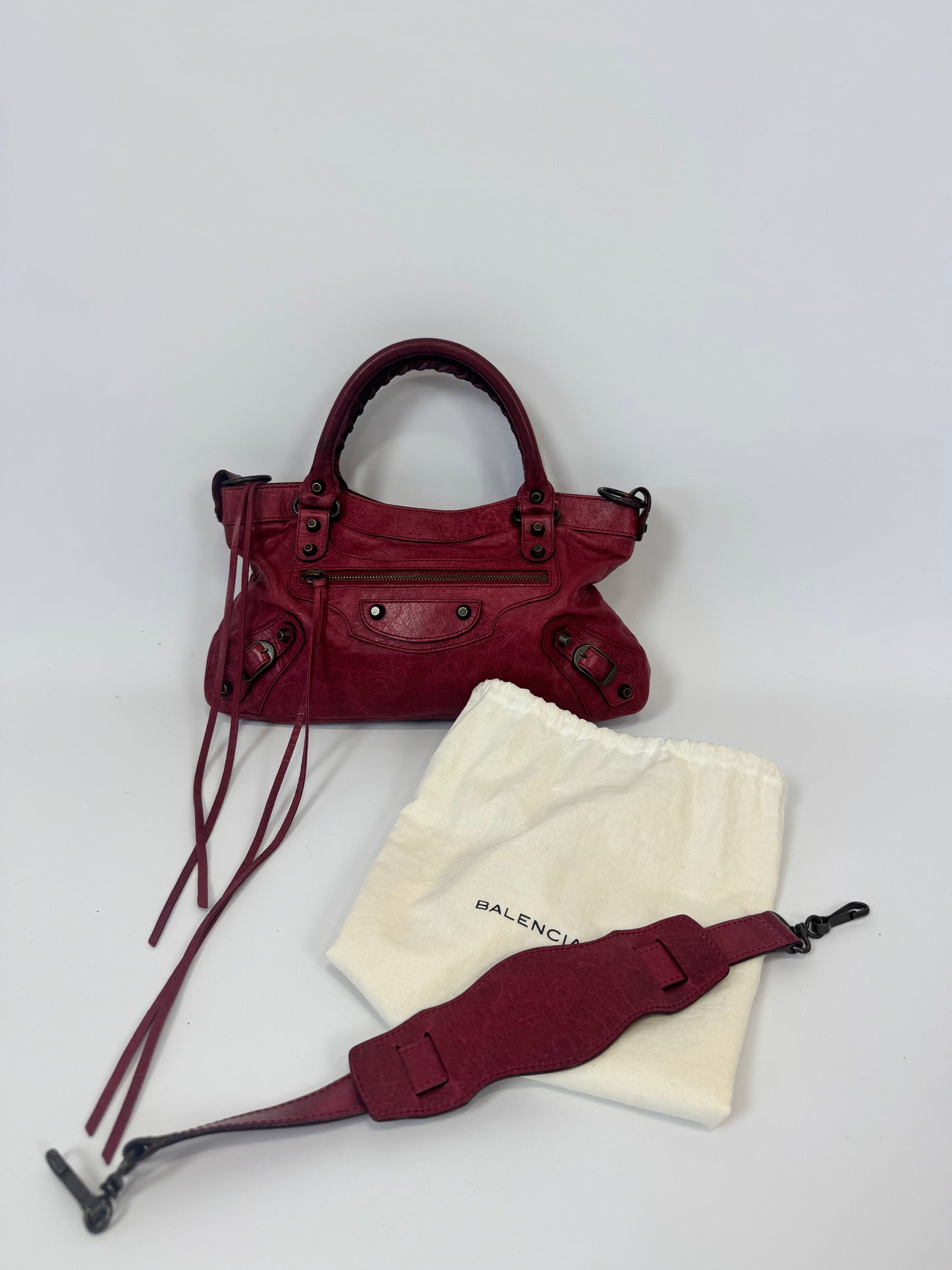 Balenciaga First La City- Burgundy Red