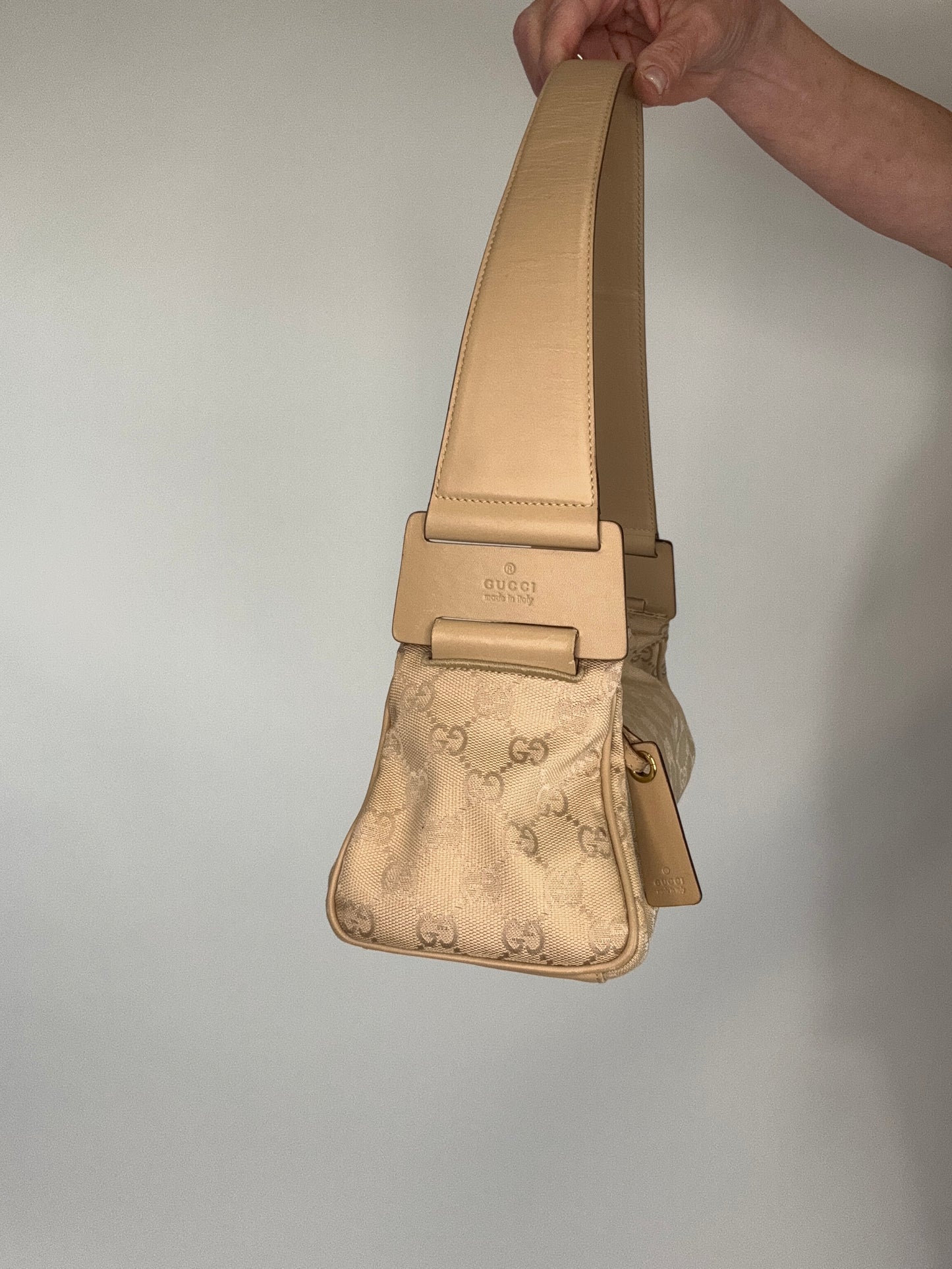 Gucci Monogram East to West Canvas Shoulder Bag