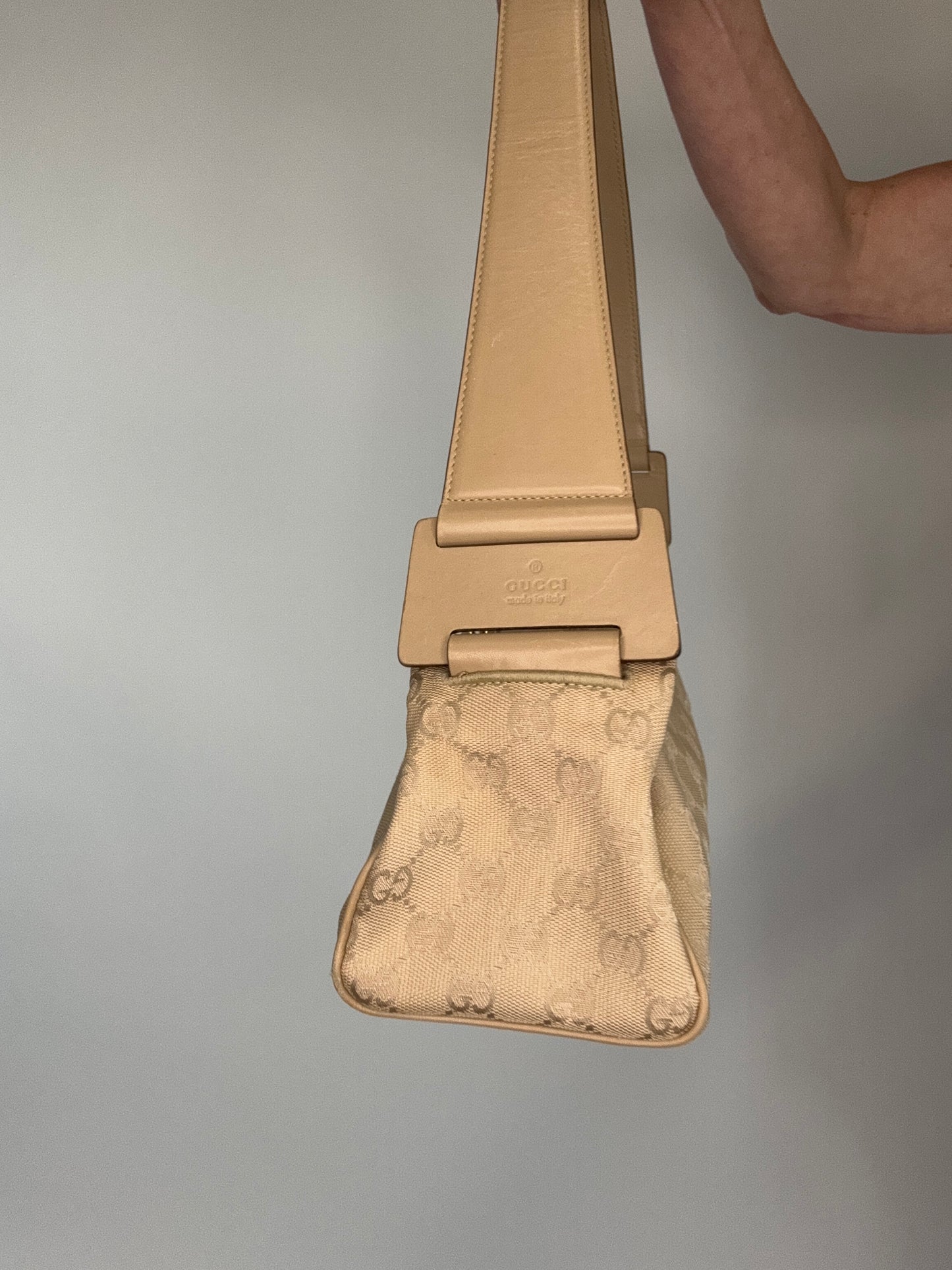 Gucci Monogram East to West Canvas Shoulder Bag