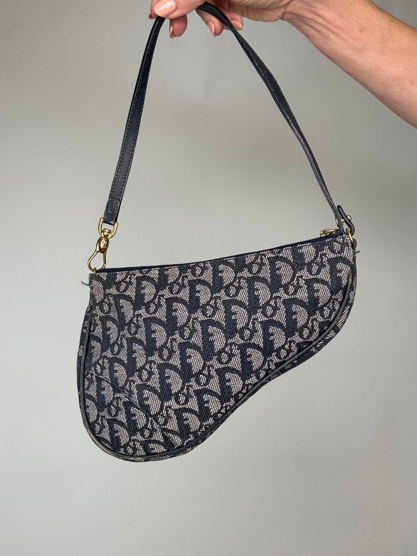 Dior Vintage Saddle Pochette Oblique Blue