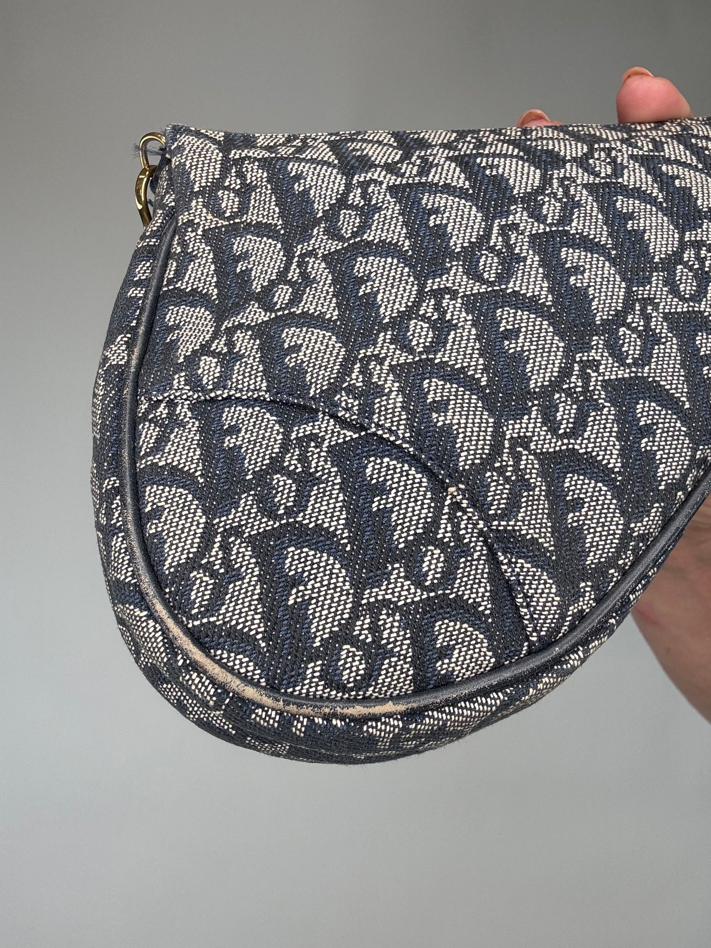 Dior Vintage Saddle Pochette Oblique Blue