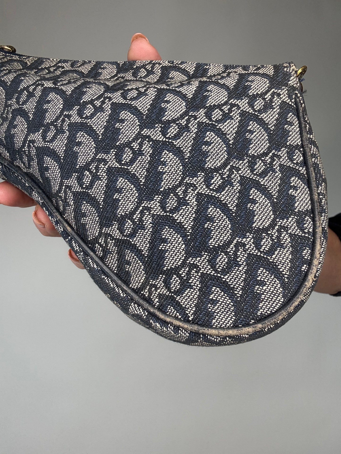 Dior Vintage Saddle Pochette Oblique Blue