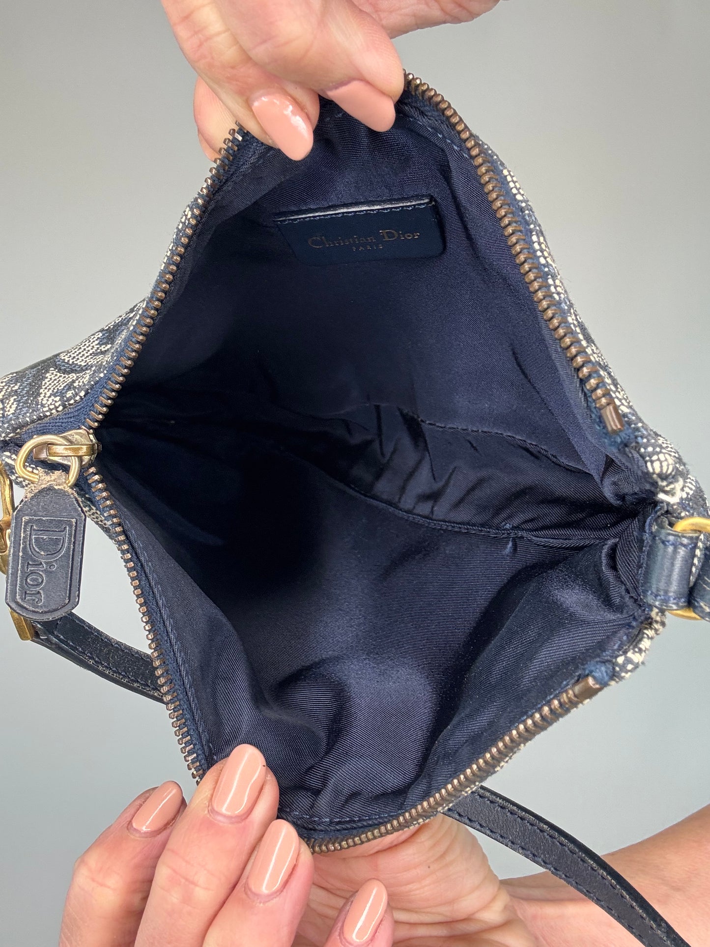 Dior Vintage Saddle Pochette Oblique Blue