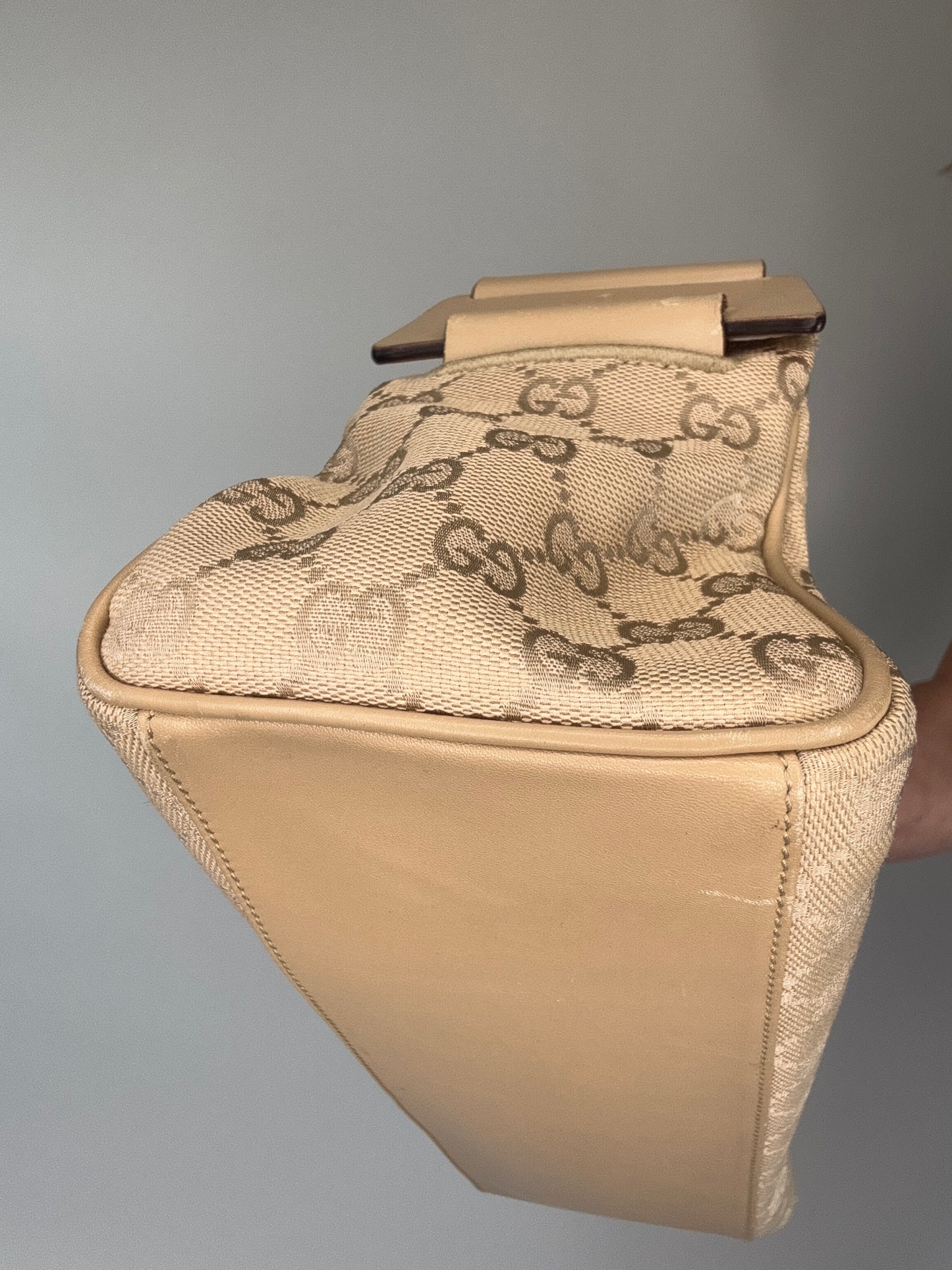 Gucci Monogram East to West Canvas Shoulder Bag