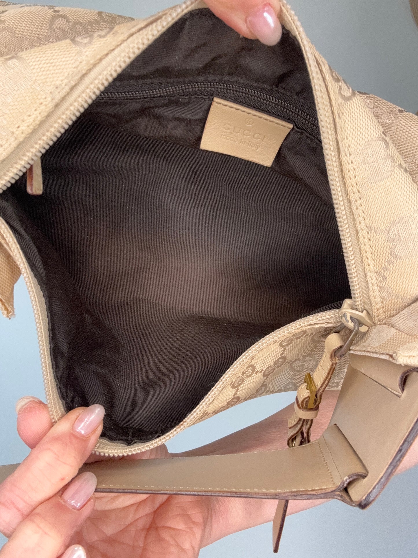 Gucci Monogram East to West Canvas Shoulder Bag