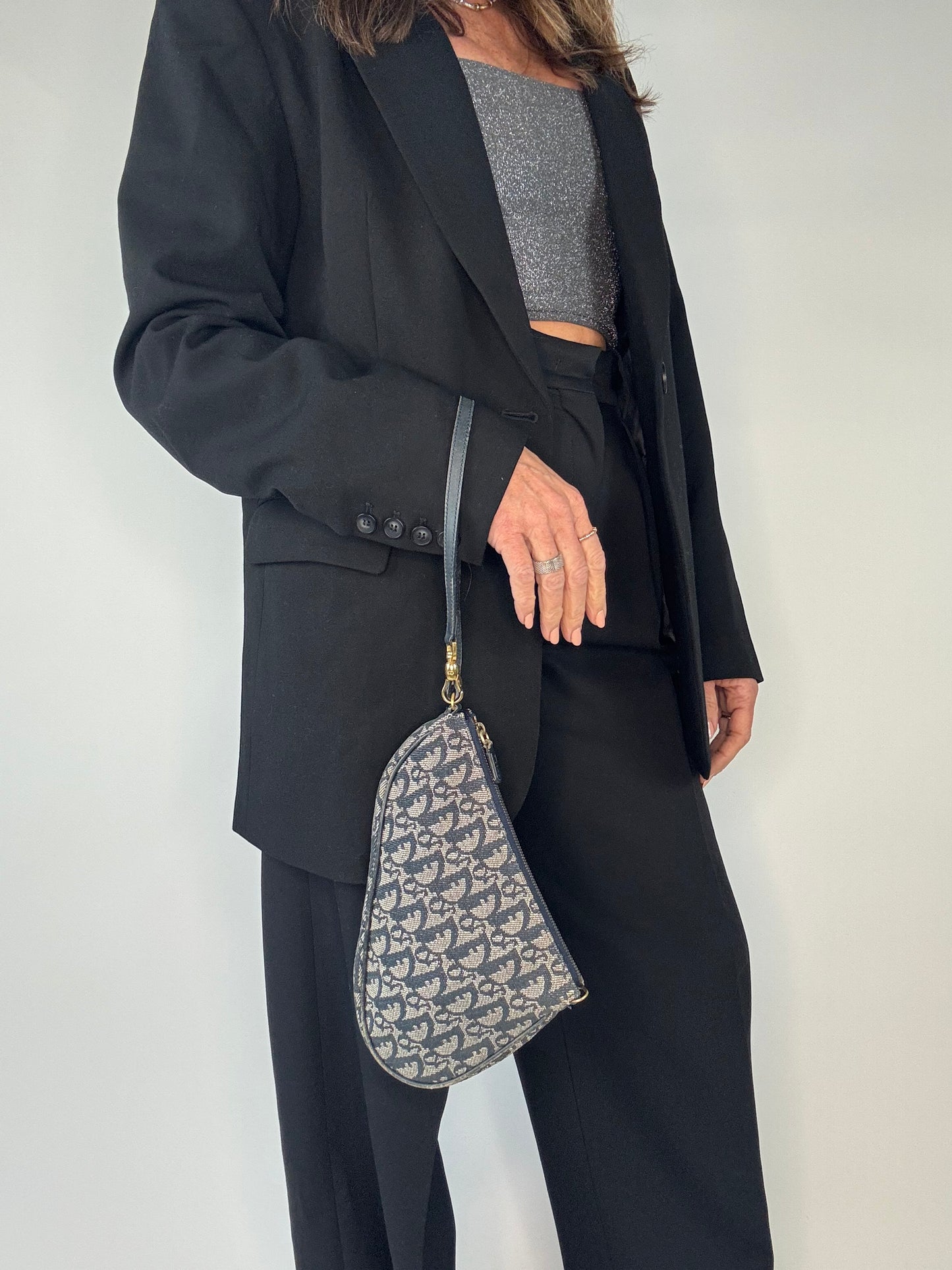 Dior Vintage Saddle Pochette Oblique Blue