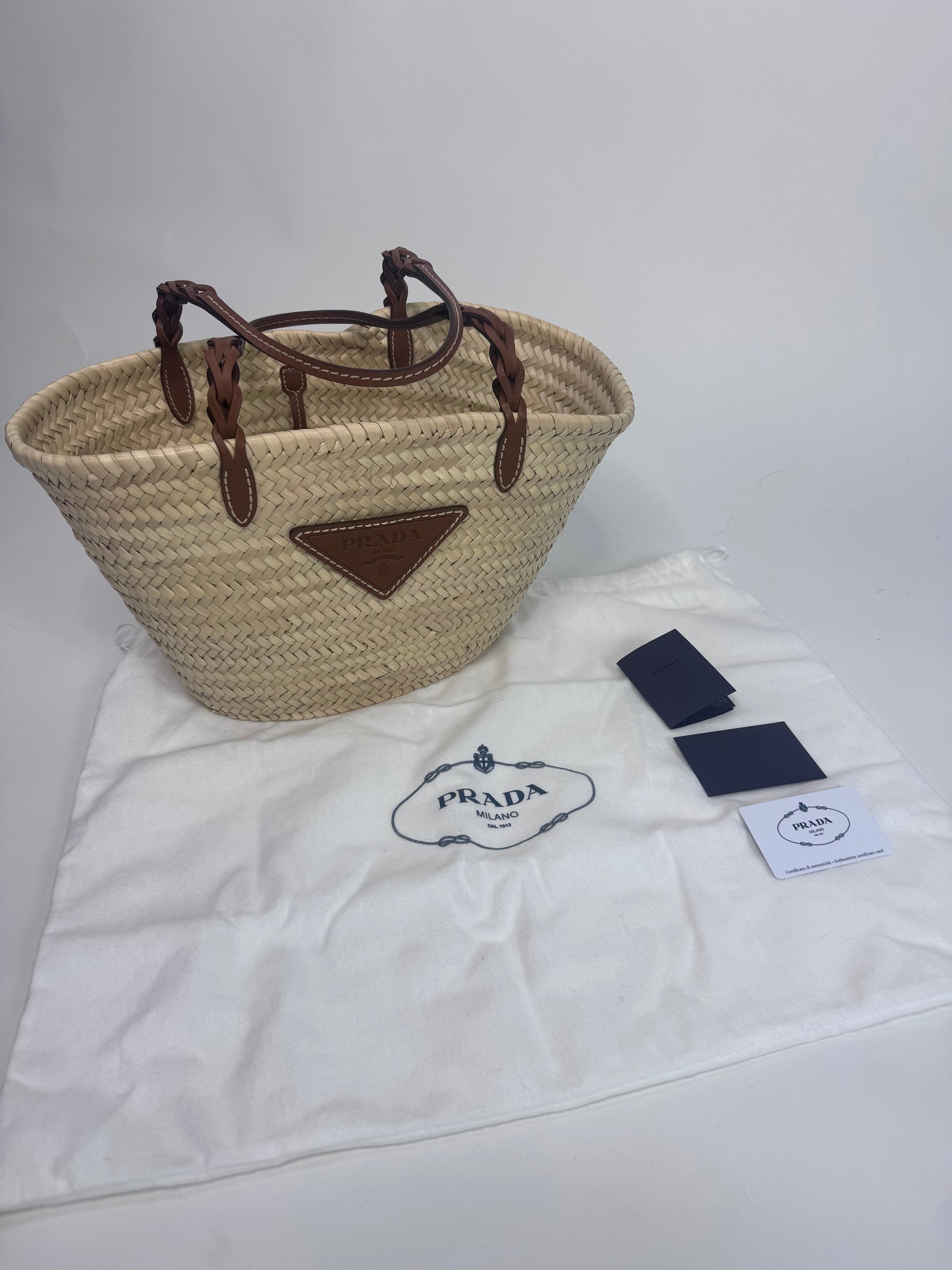 Prada Palmitto Vitello Woven Palm Tote