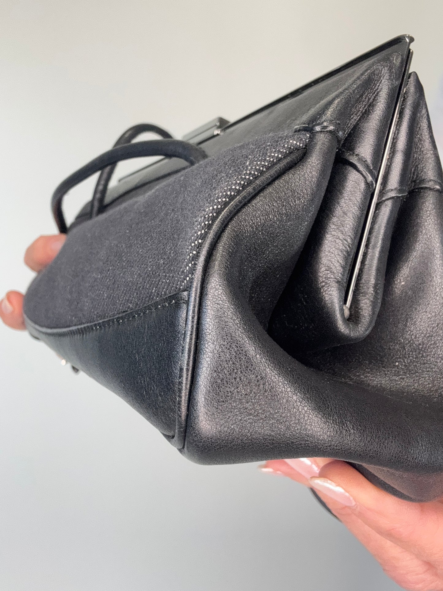Gucci Vintage Denim Leather Shoulder Bag