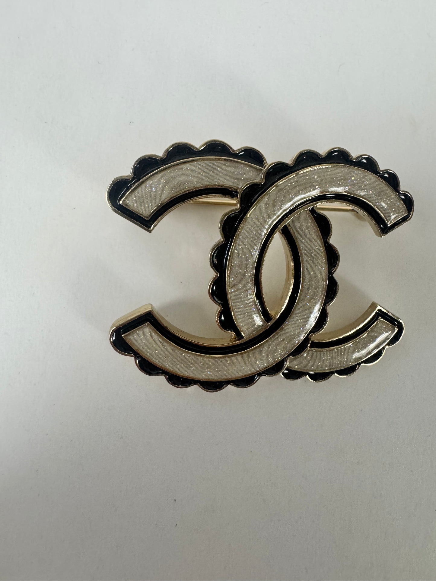Chanel Black White Brooch