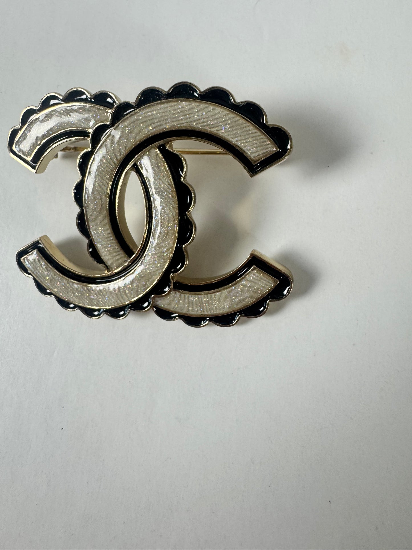 Chanel Black White Brooch