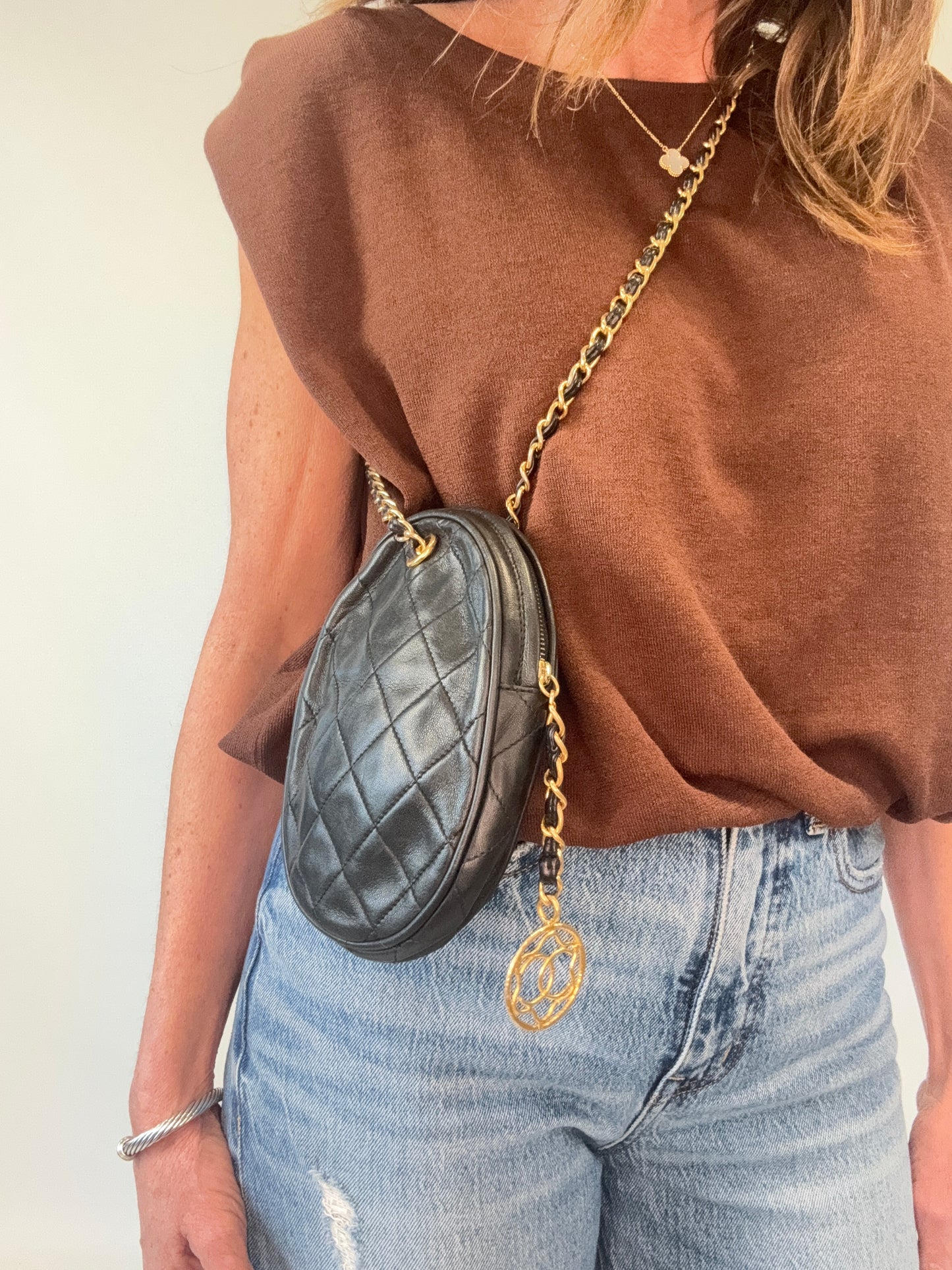 Chanel Vintage Oval Cookie Cut Out CC Bag