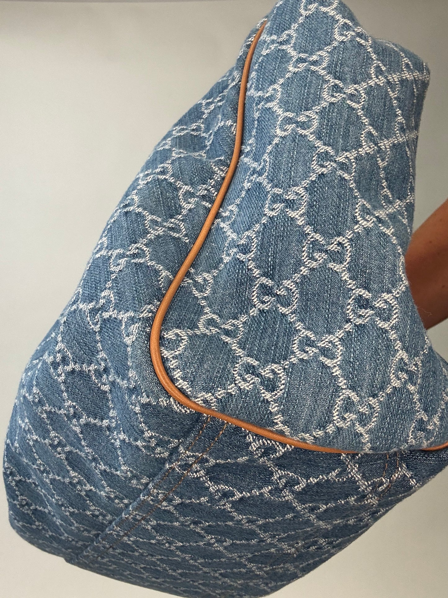 Gucci Denim Monogram Large Sukey Tote