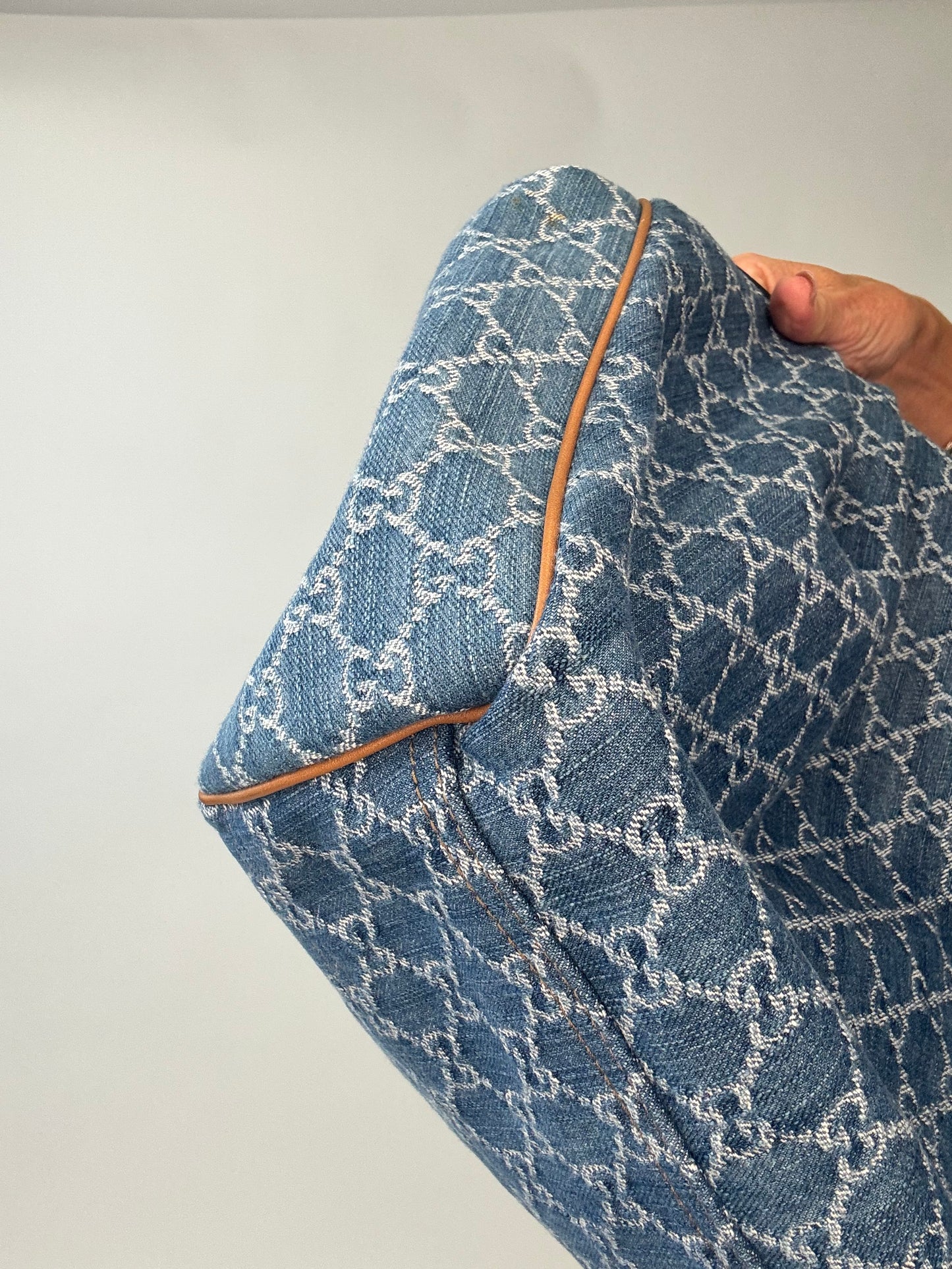 Gucci Denim Monogram Large Sukey Tote