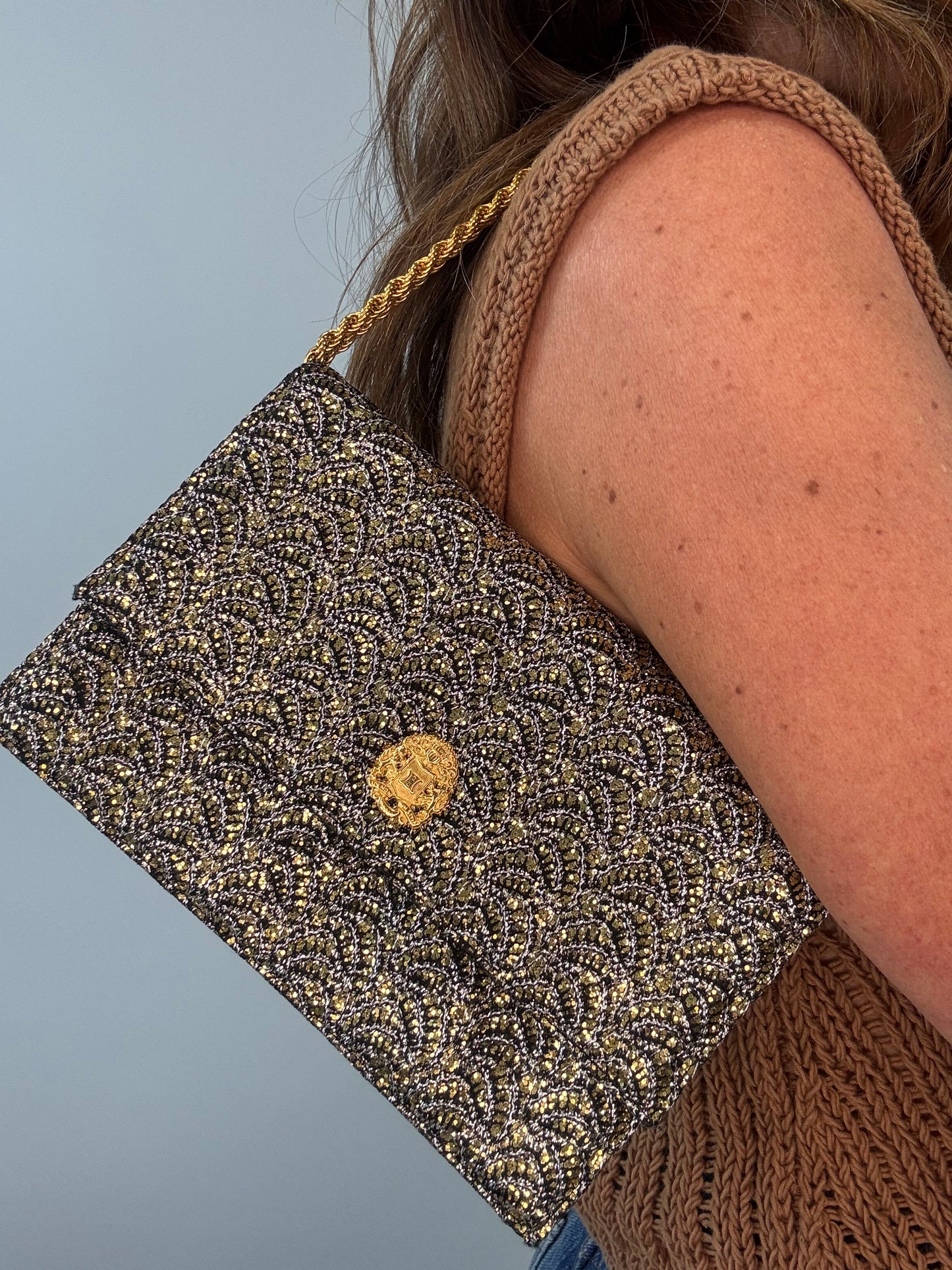 Vintage Celine Metallic Brocade Evening Bag