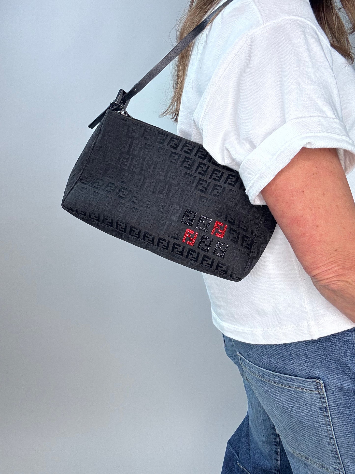 Fendi Zucchino Crystal Beaded Pochette