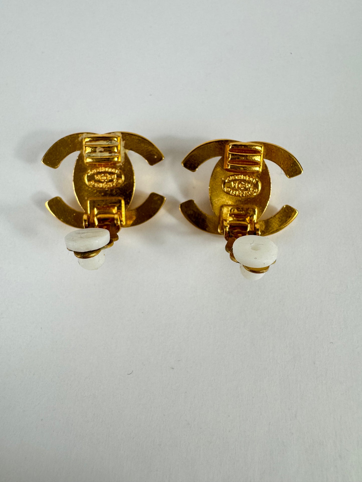 Chanel Vintage 1995 Turn Lock Clip on Earrings