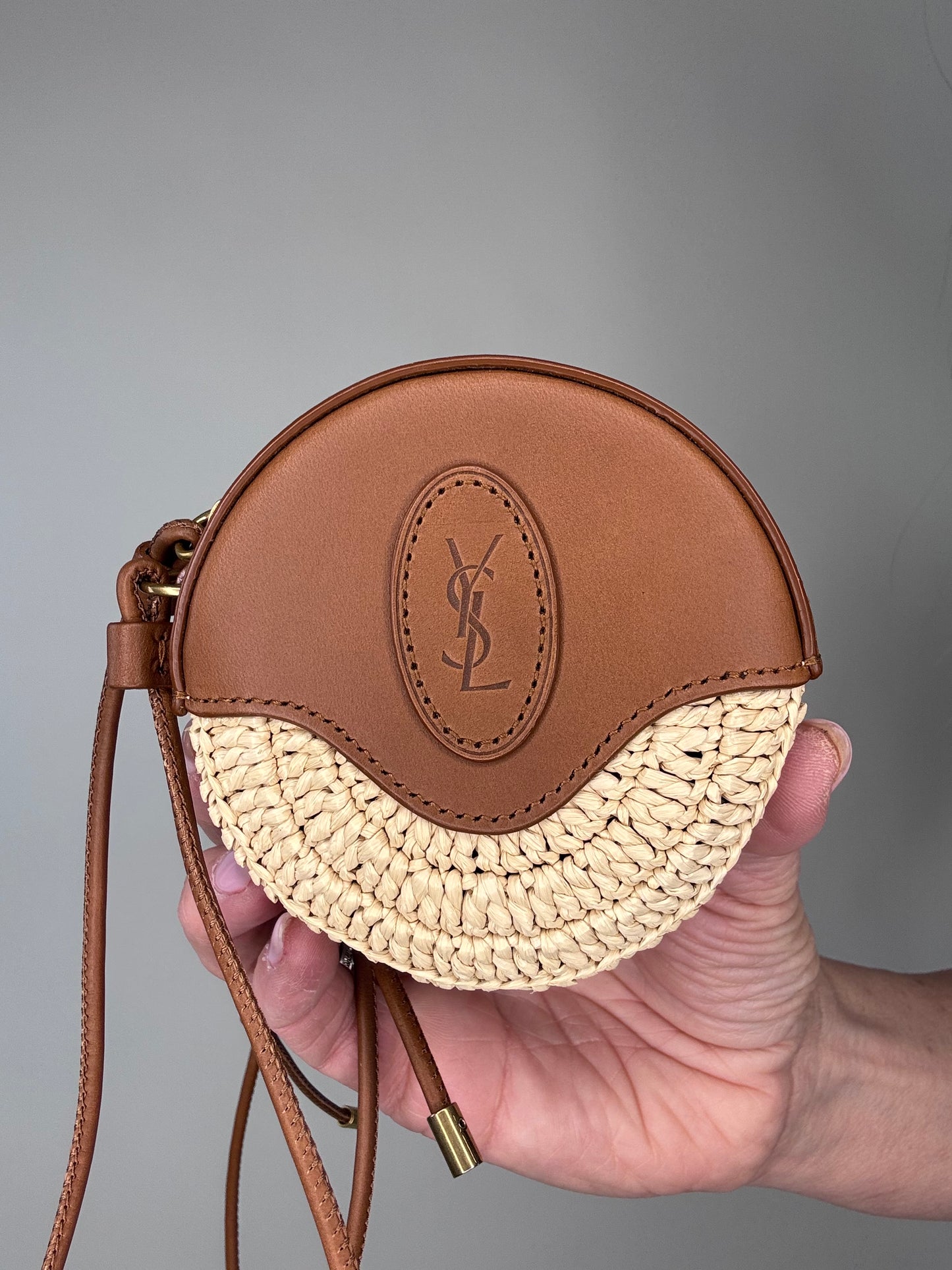 Saint Laurent Paris Cassandra Raffia Crossbody Pouch