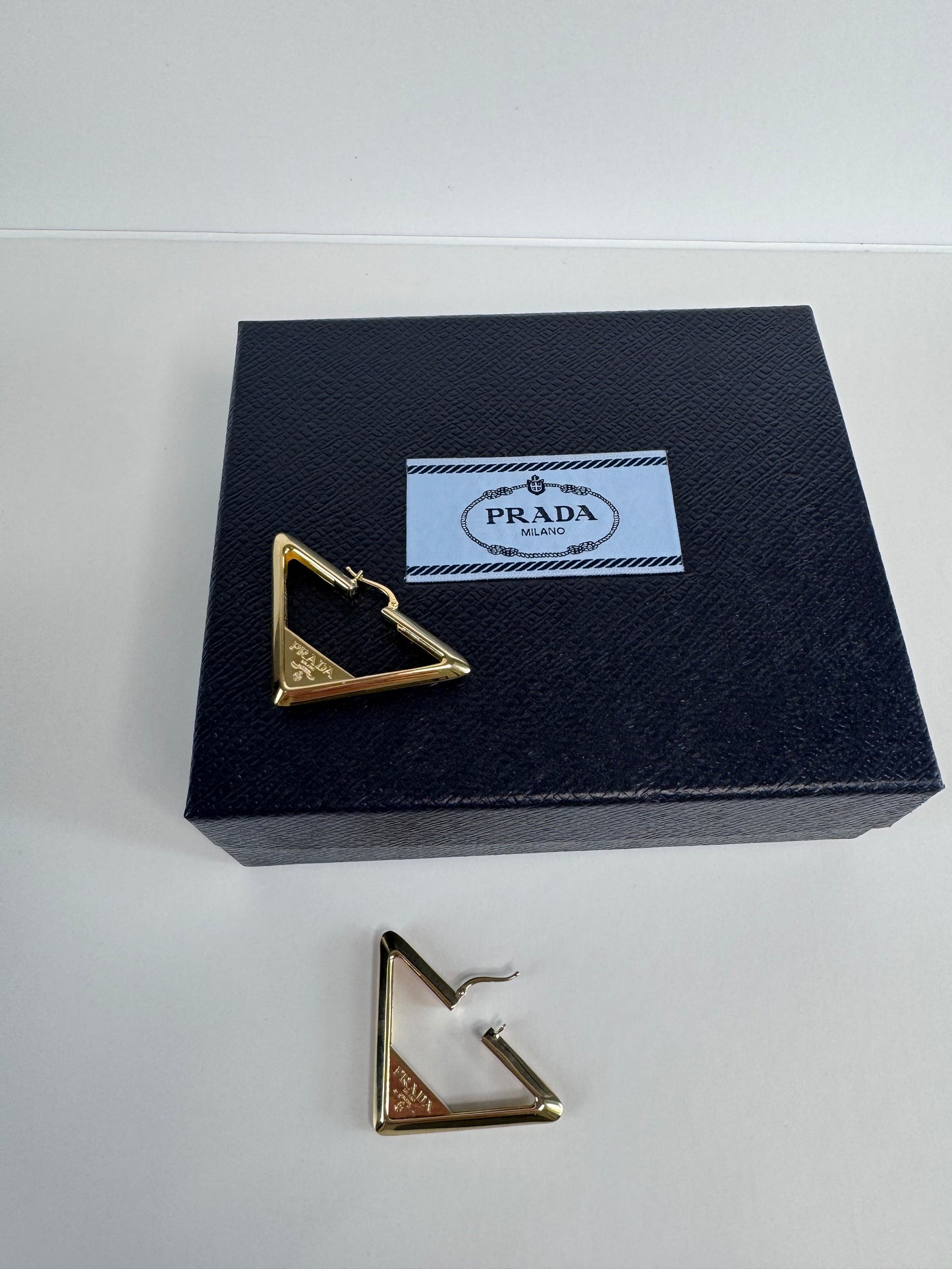 Prada Triangle Hoop Earrings
