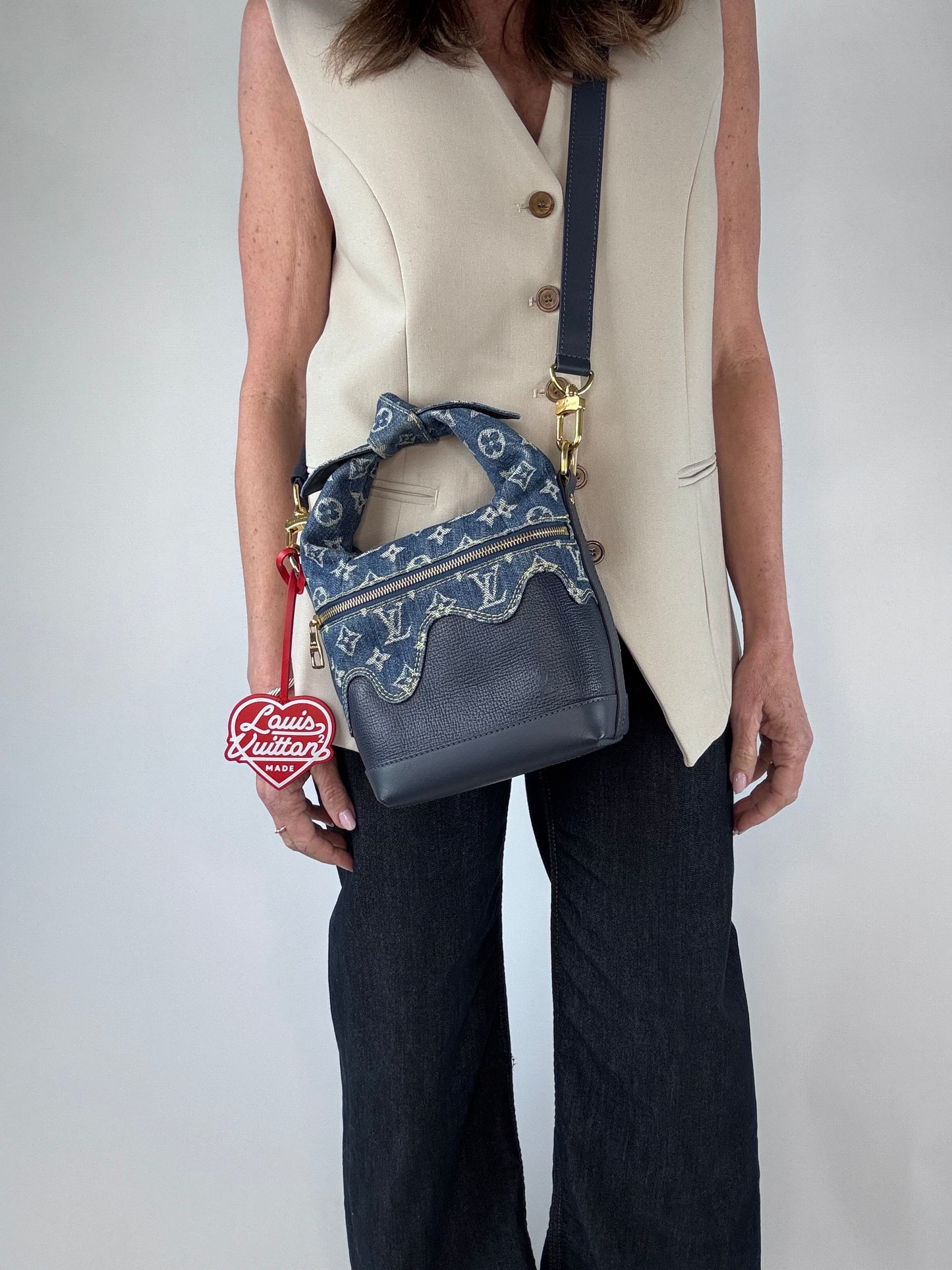 Louis Vuitton Nigo Japanese Cruiser Denim Monogram Two Way Handbag