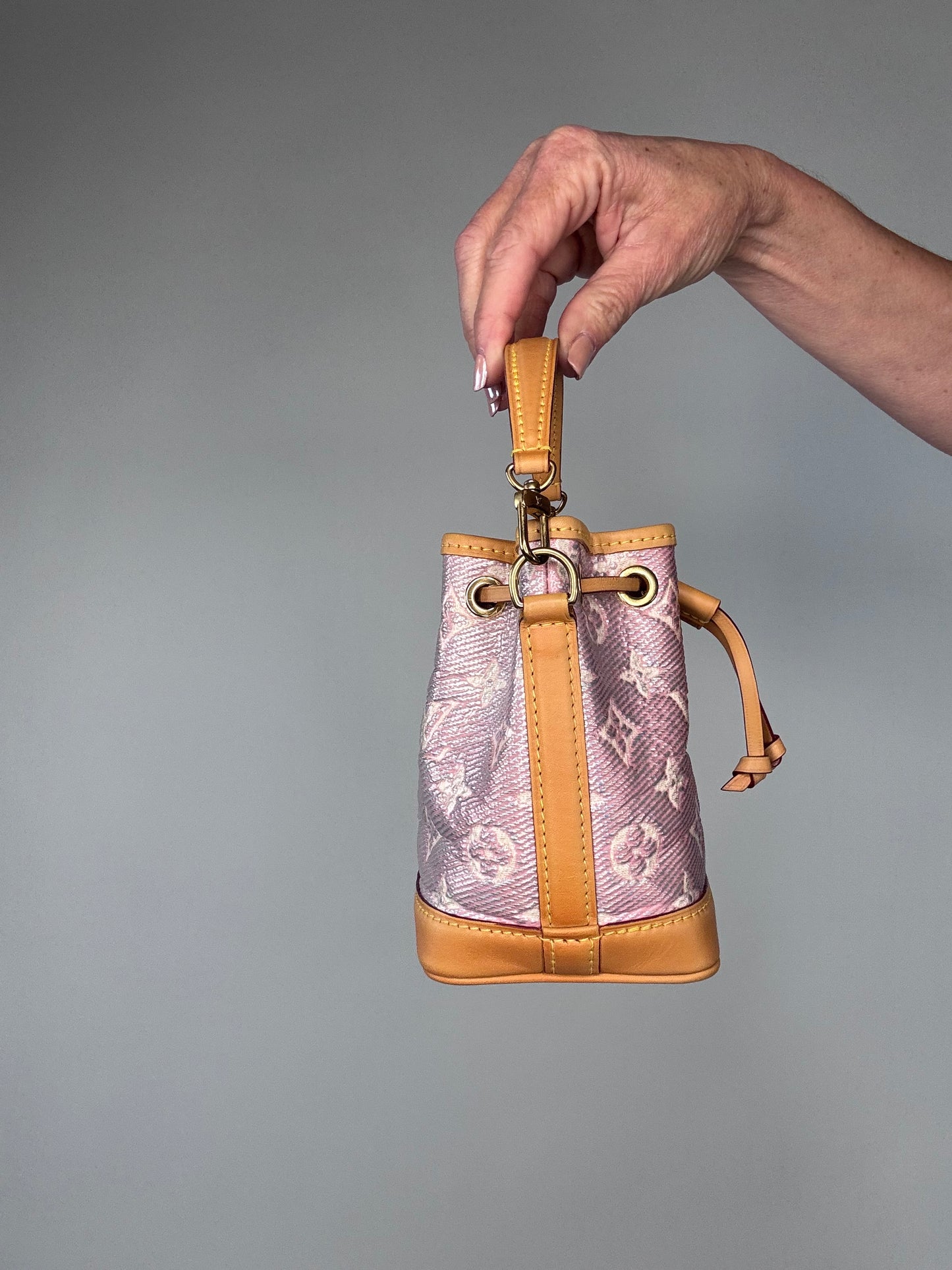 Louis Vuitton Laminated Jacquard Nano Noe Pink
