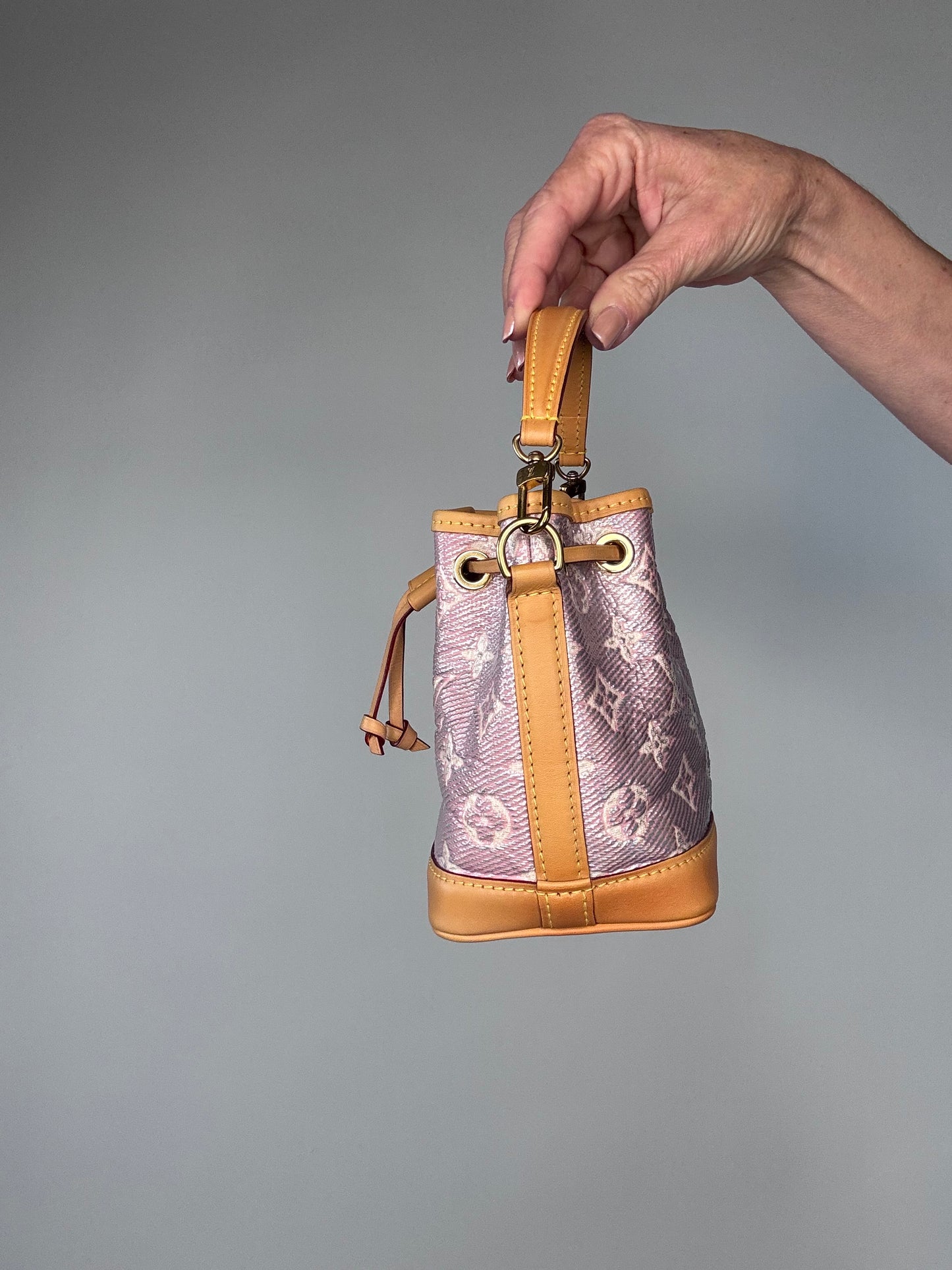 Louis Vuitton Laminated Jacquard Nano Noe Pink
