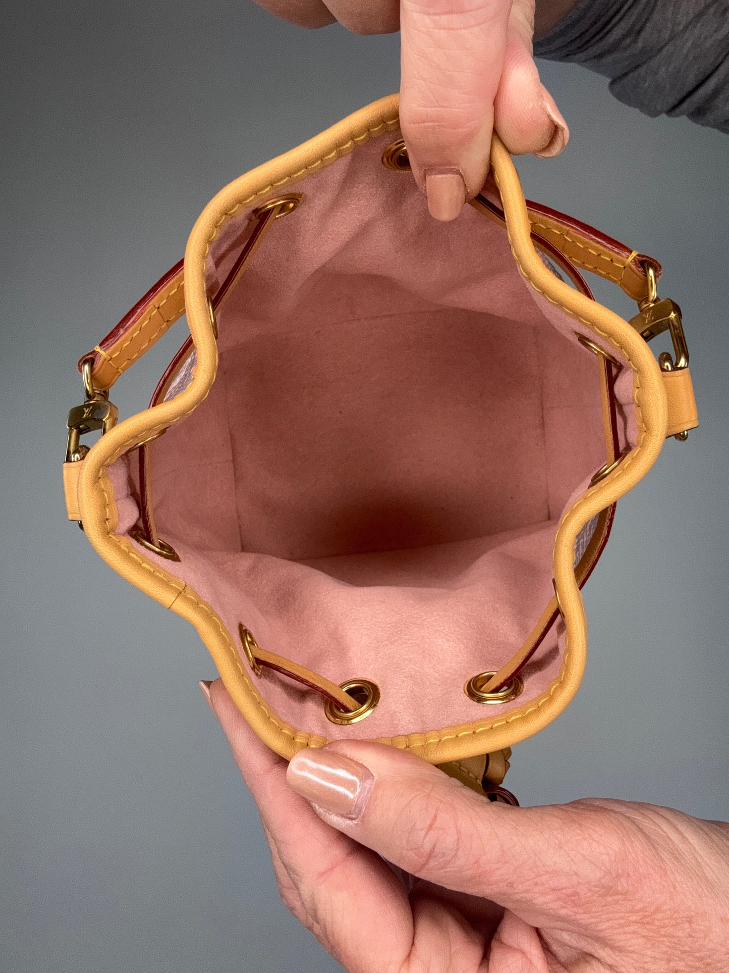 Louis Vuitton Laminated Jacquard Nano Noe Pink