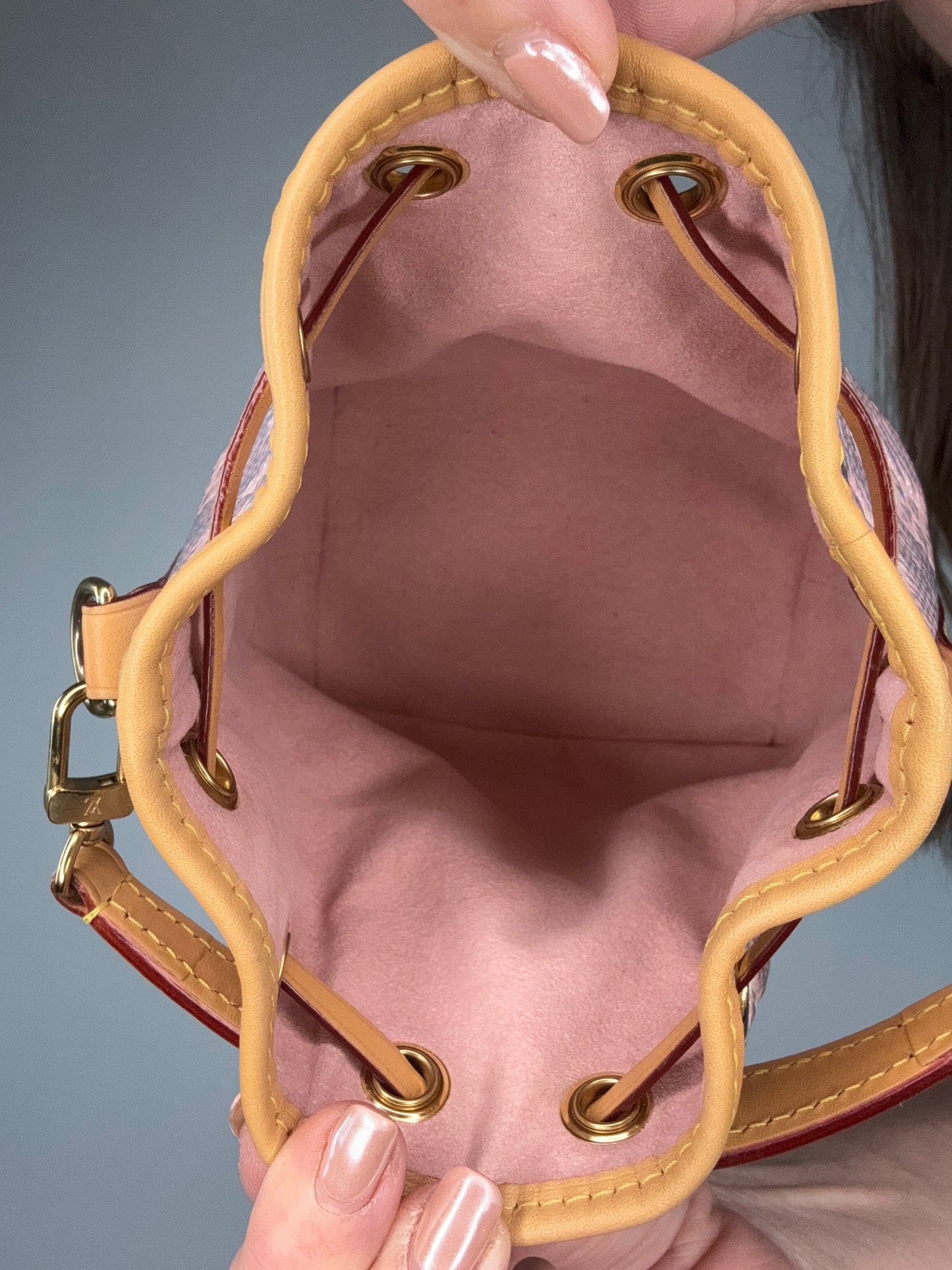 Louis Vuitton Laminated Jacquard Nano Noe Pink