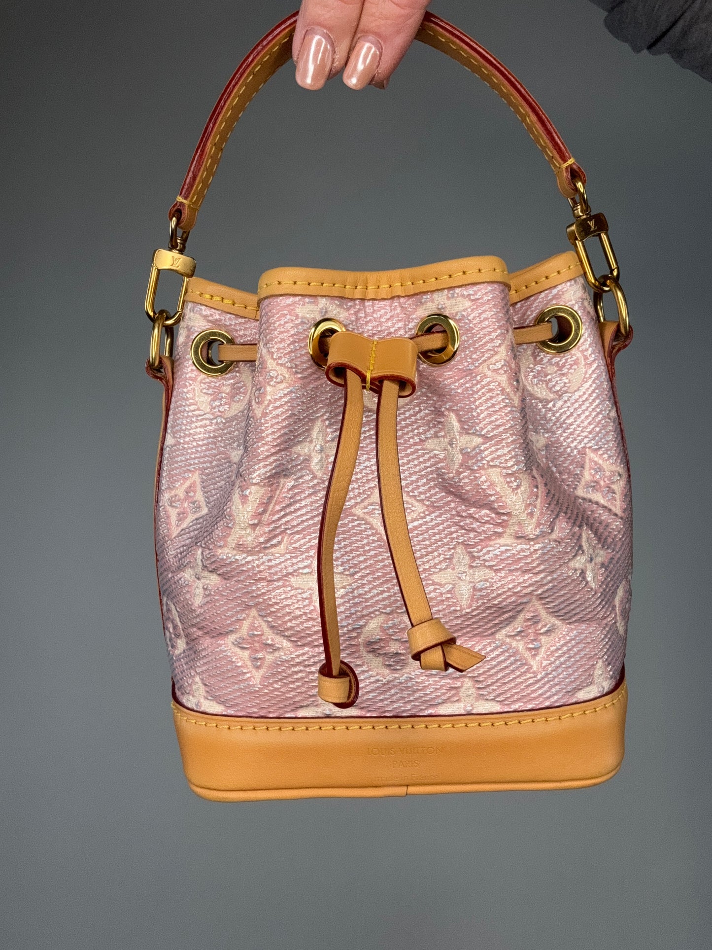Louis Vuitton Laminated Jacquard Nano Noe Pink