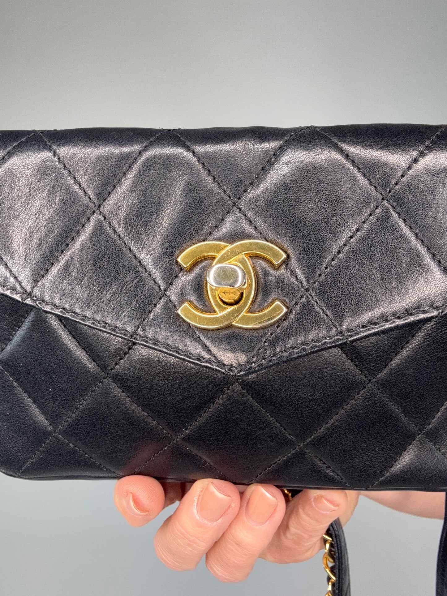 Chanel Vintage Quilted Envelope Belt Bag