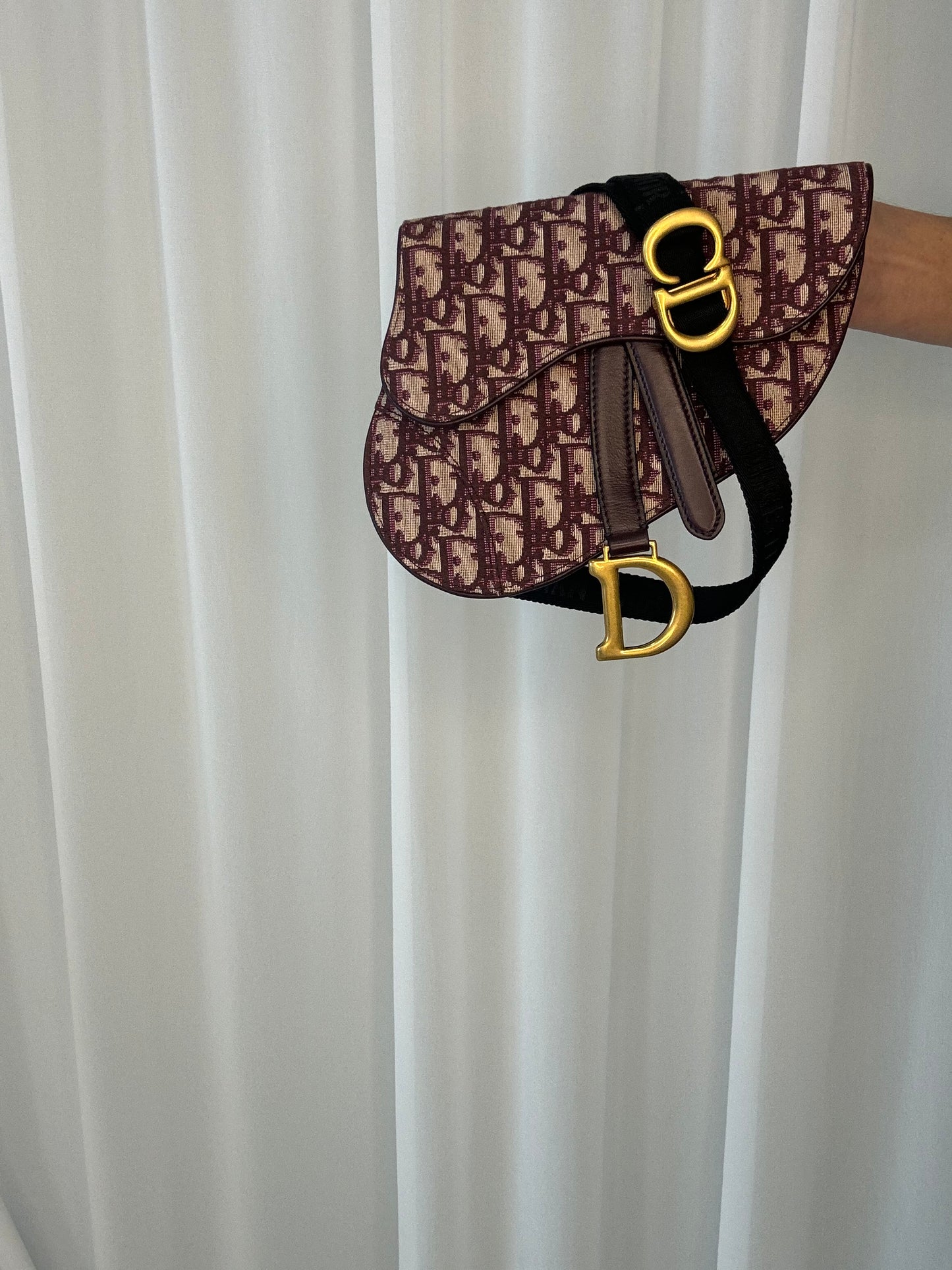 Saddle Belt Pouch Red Dior Oblique Jacquard