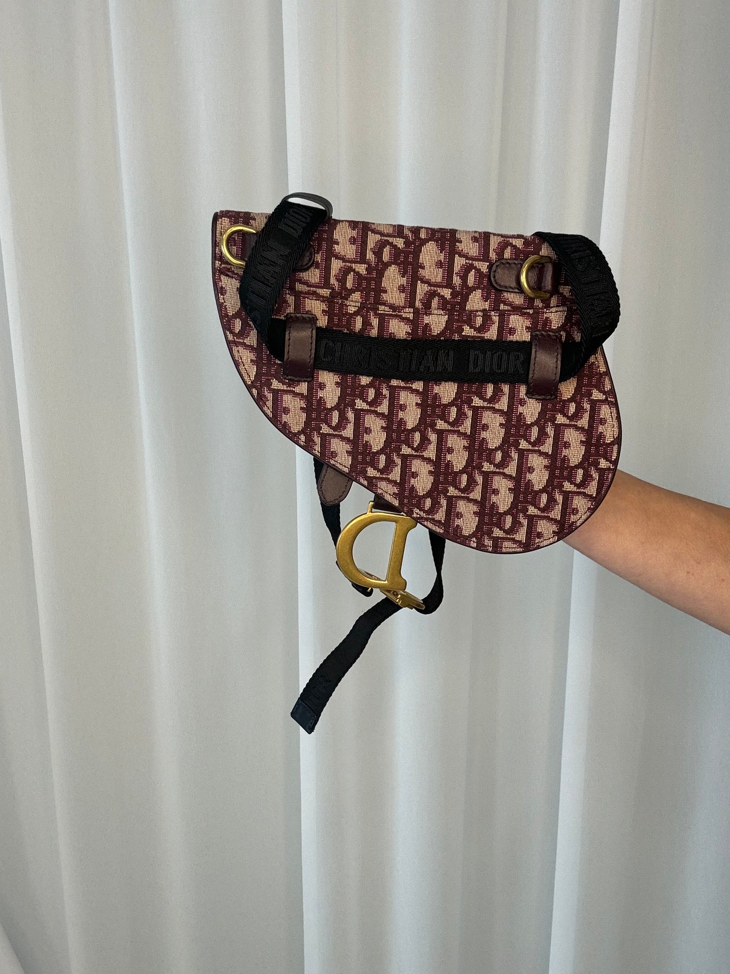 Saddle Belt Pouch Red Dior Oblique Jacquard