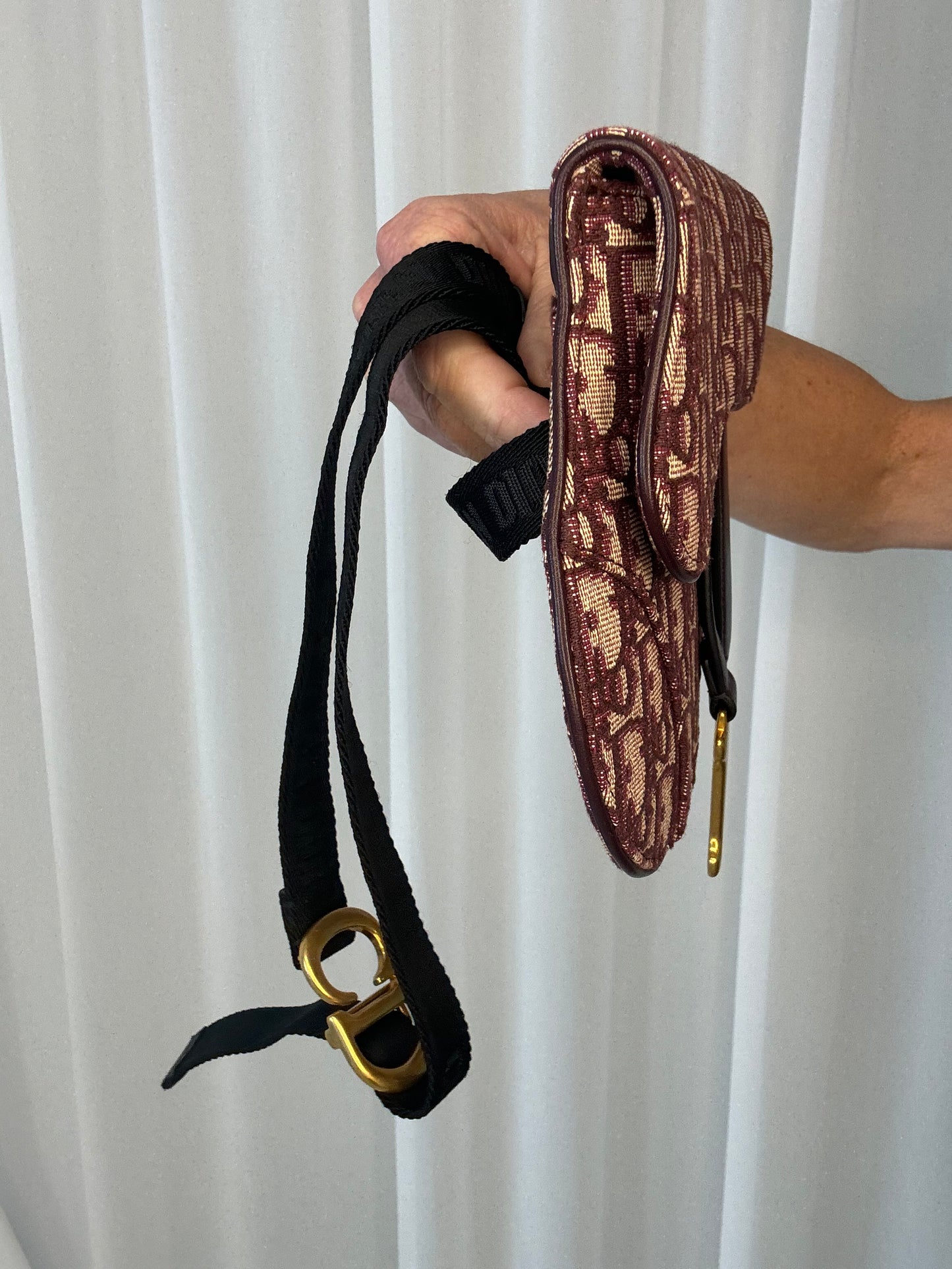 Saddle Belt Pouch Red Dior Oblique Jacquard