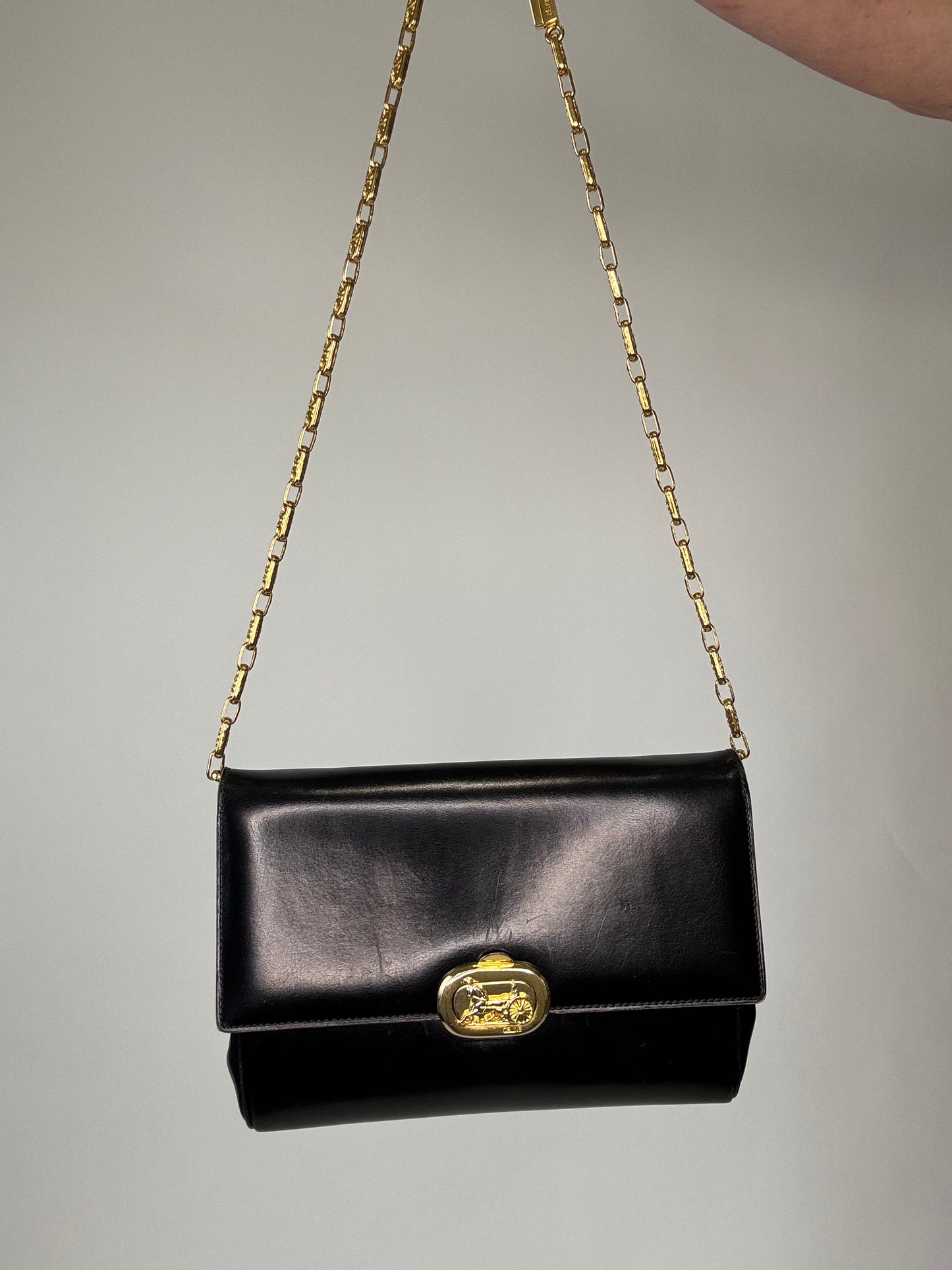 Celine Rare Horse Carriage Bag With Triomphe Chain