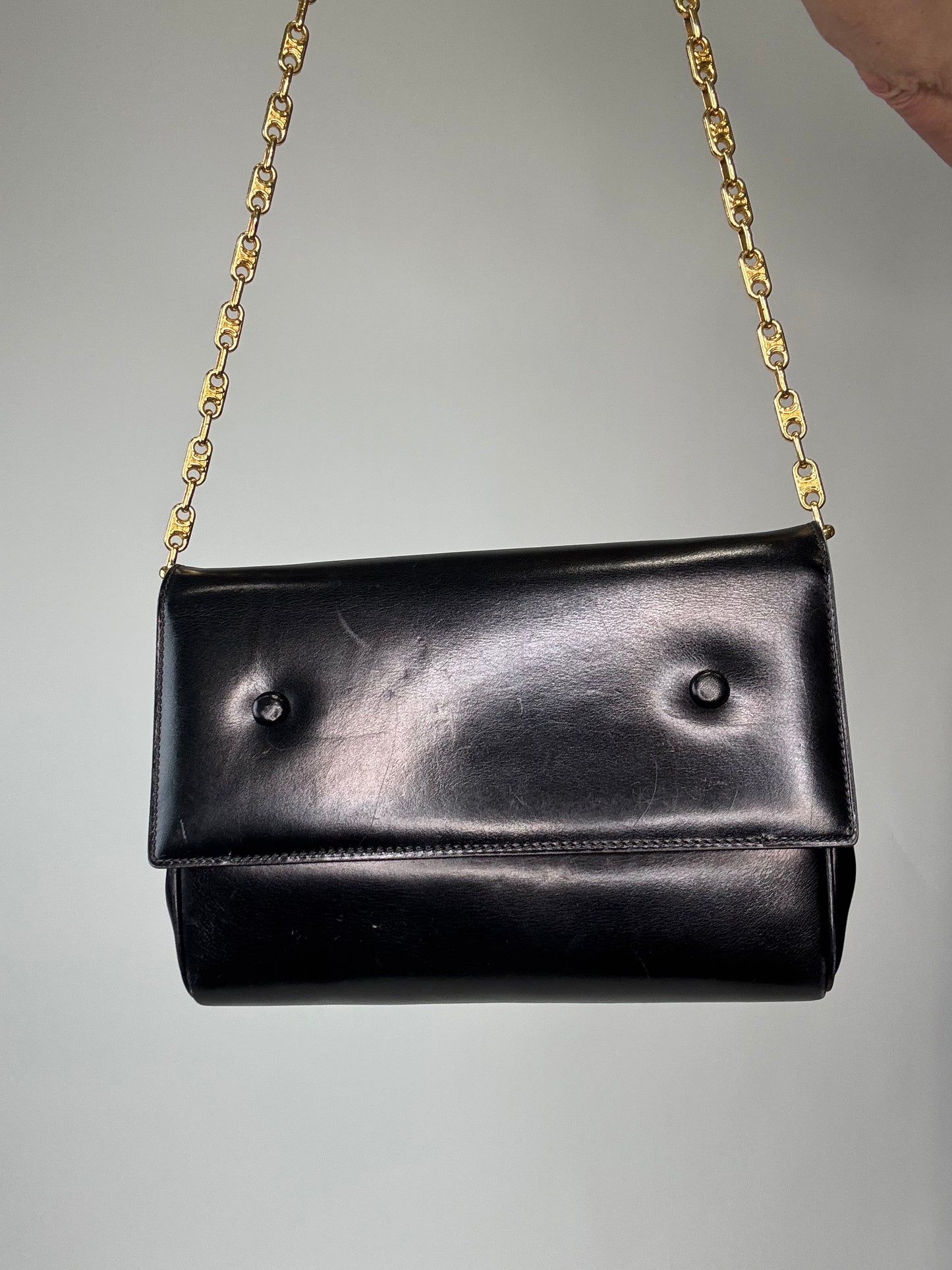 Celine Rare Horse Carriage Bag With Triomphe Chain
