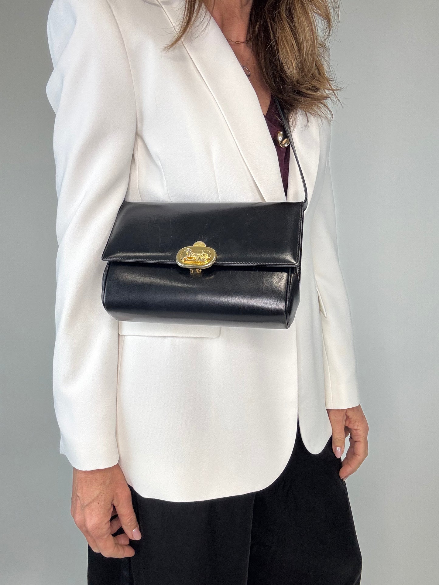 Celine Rare Horse Carriage Bag With Triomphe Chain