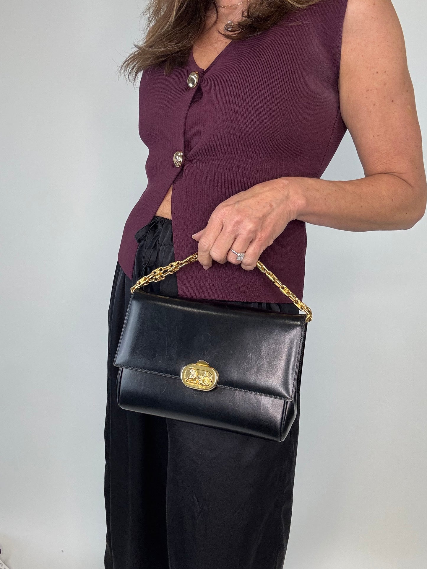 Celine Rare Horse Carriage Bag With Triomphe Chain