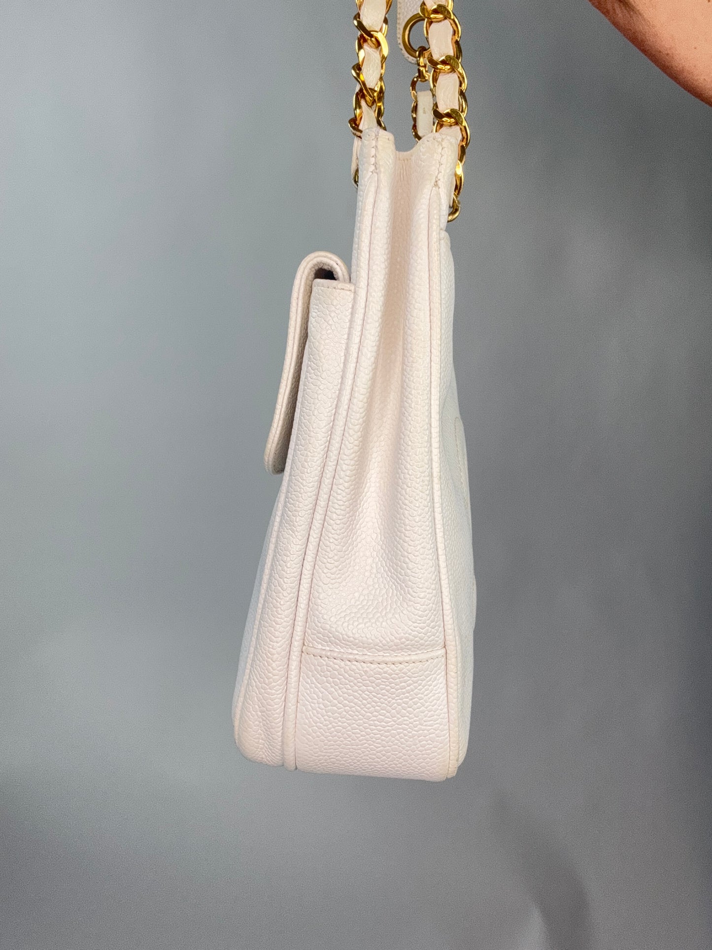 Chanel Rare Caviar Double Sided White Tote