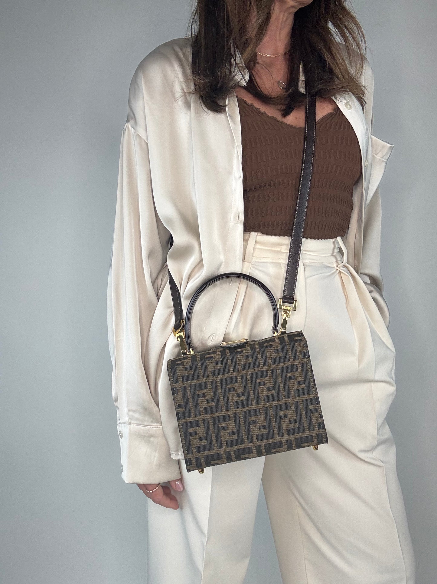 Fendi Zucca Vintage Two Way Small Top Handle