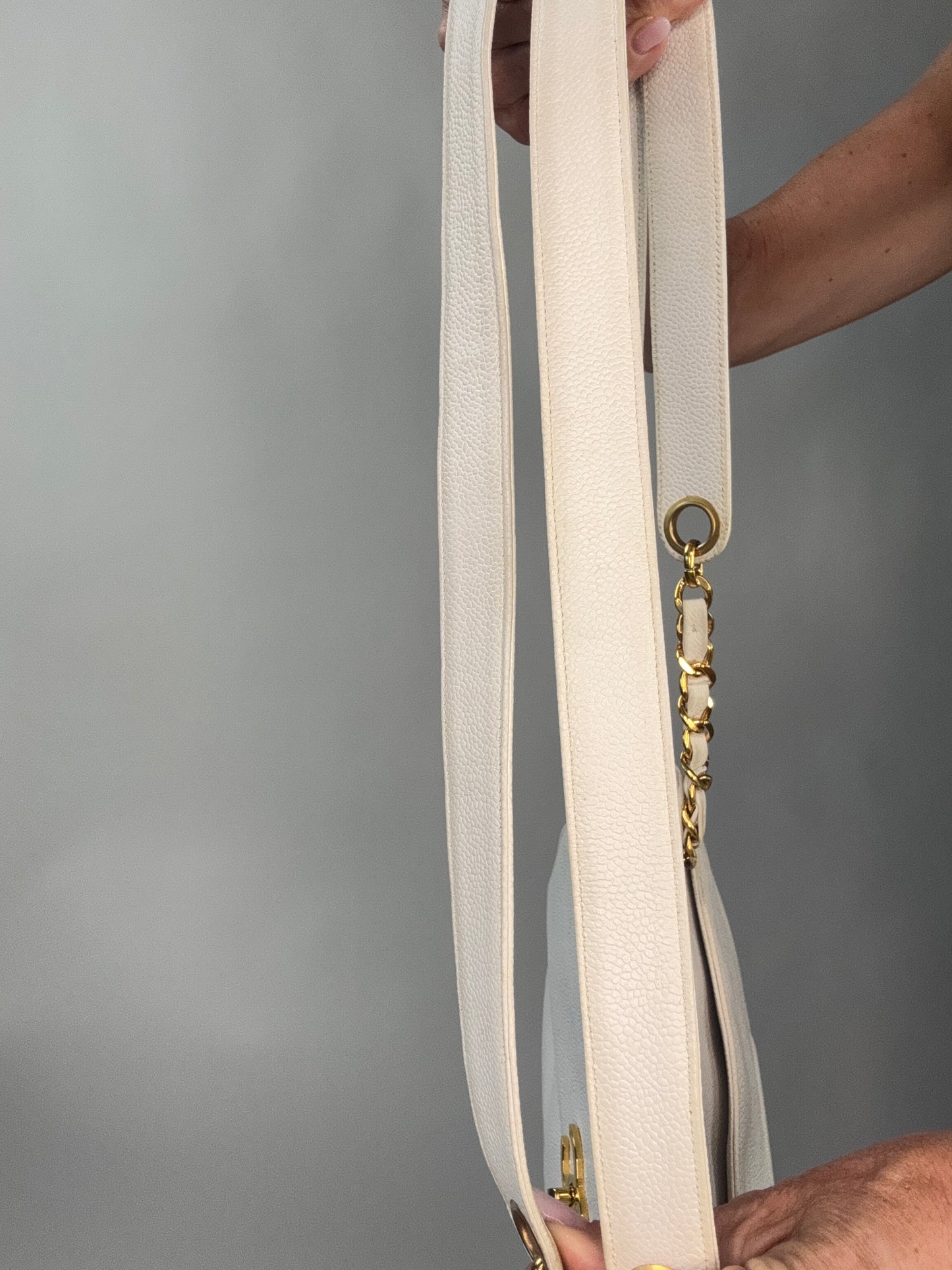 Chanel Rare Caviar Double Sided White Tote