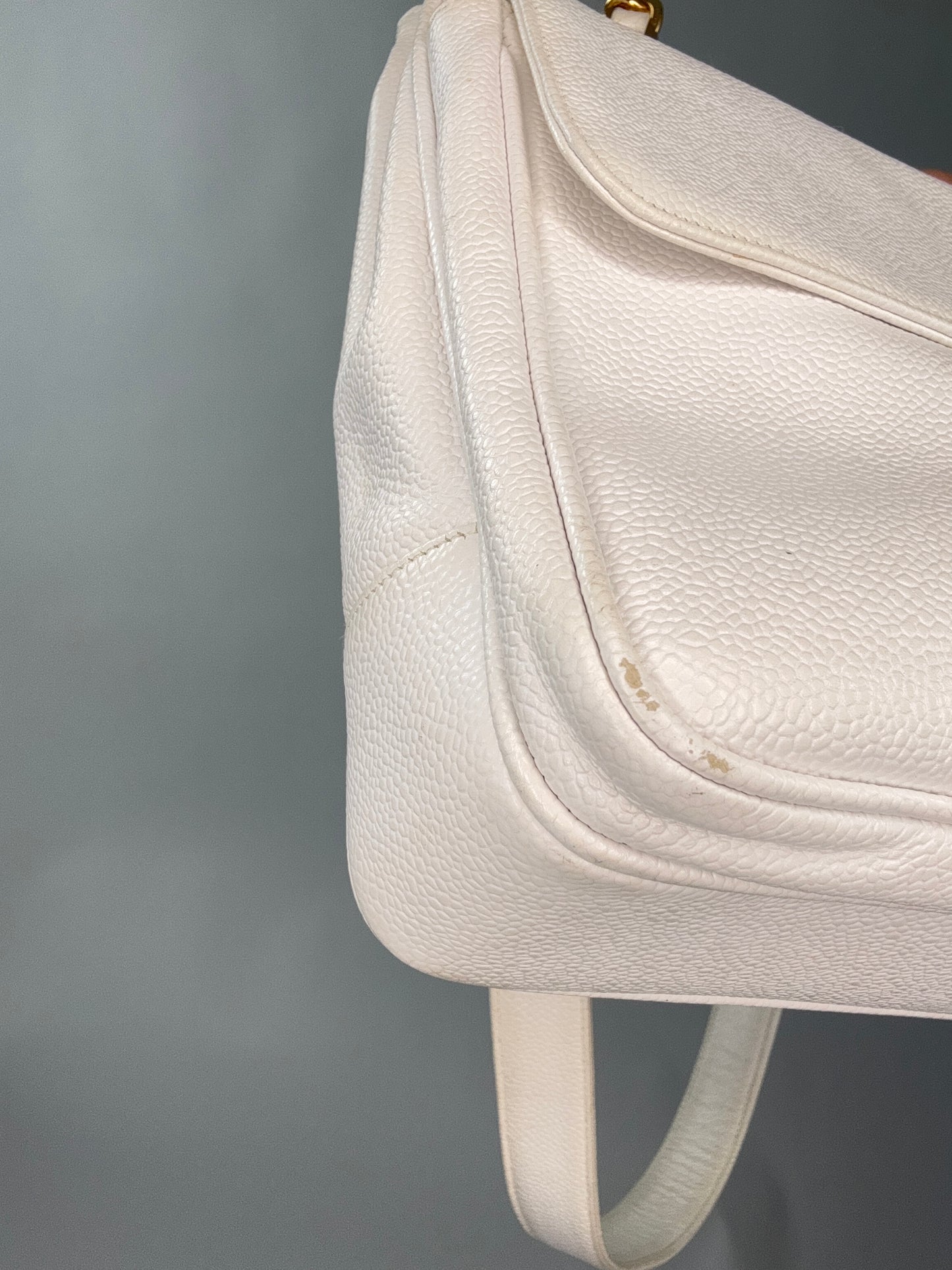 Chanel Rare Caviar Double Sided White Tote