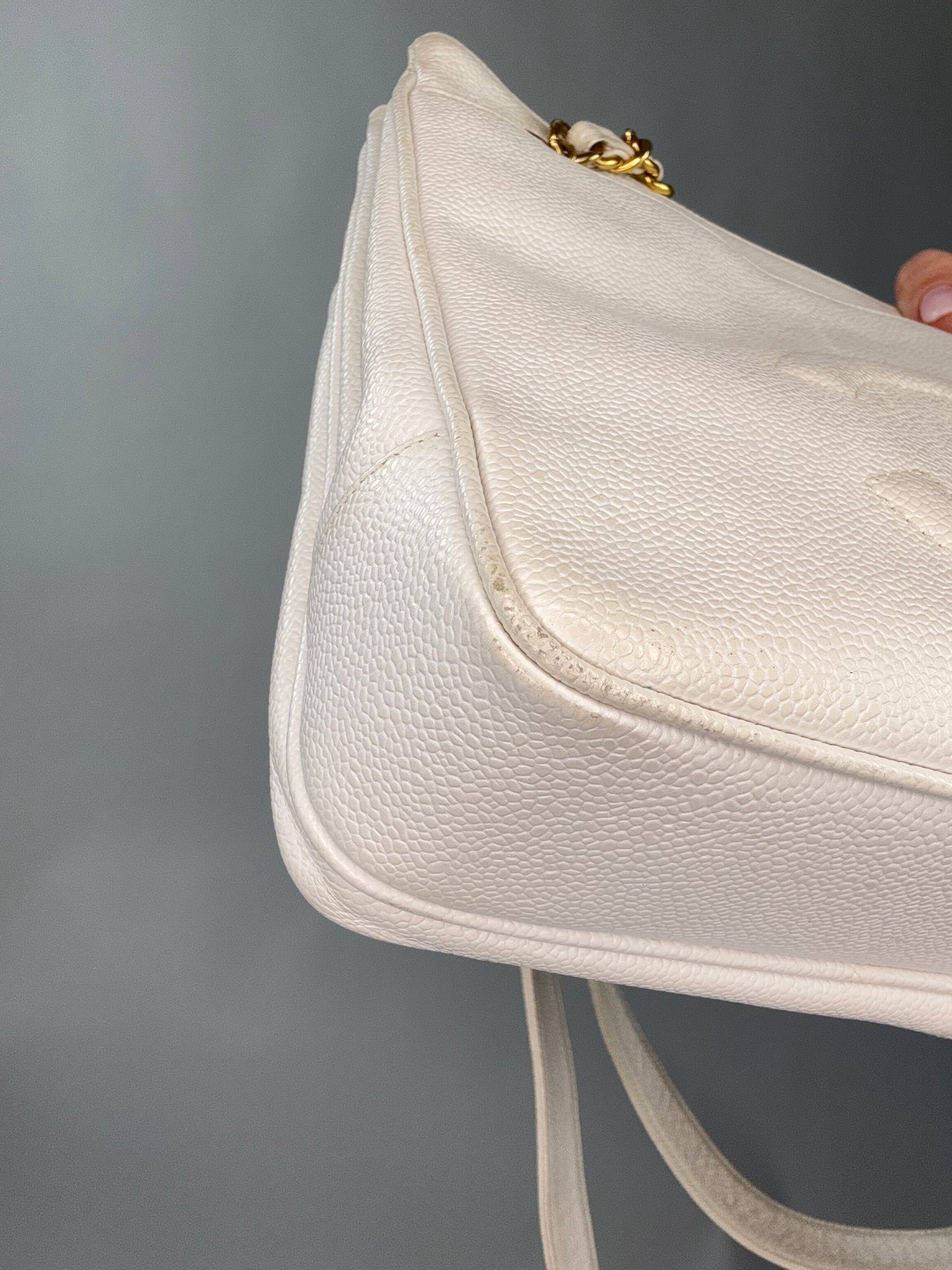Chanel Rare Caviar Double Sided White Tote