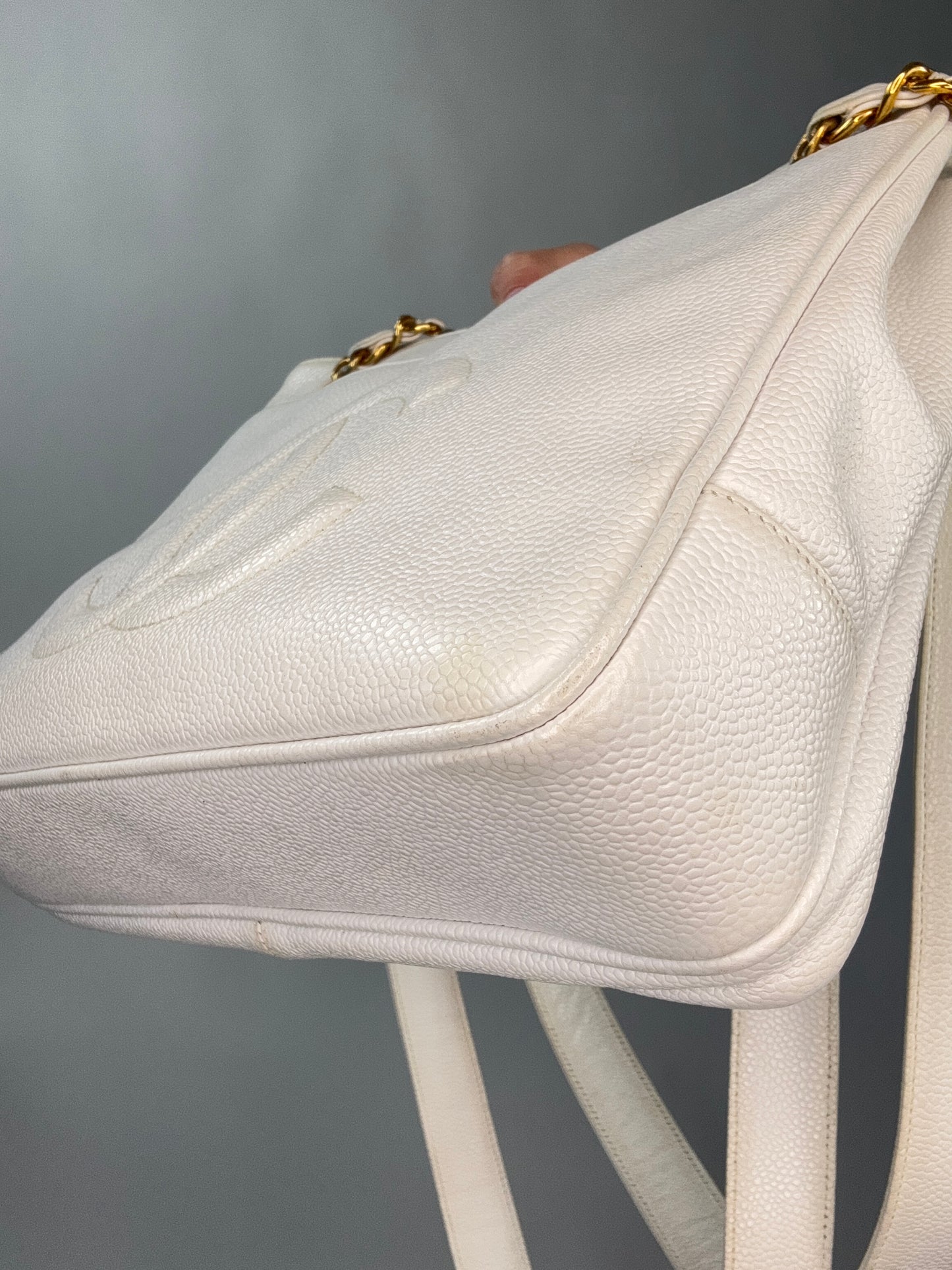 Chanel Rare Caviar Double Sided White Tote