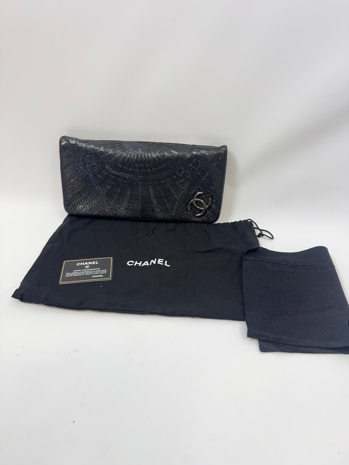 Chanel 2011 Grand Palais Sequin Embroidered Large Flap Clutch