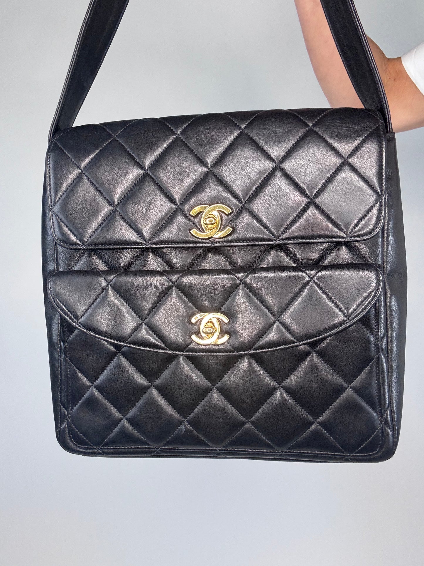Chanel Vintage Double Turnlock Ulta Rare Lambskin Bag