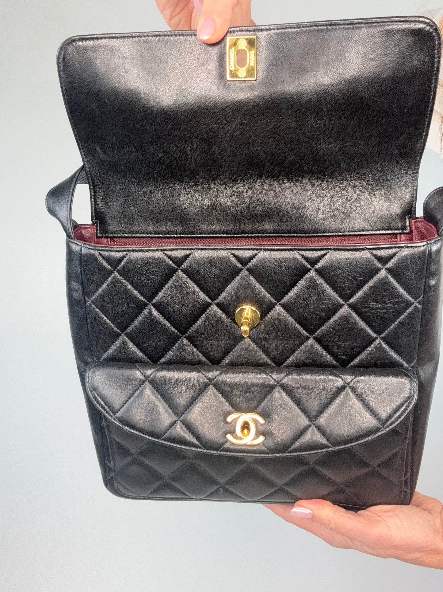 Chanel Vintage Double Turnlock Ulta Rare Lambskin Bag