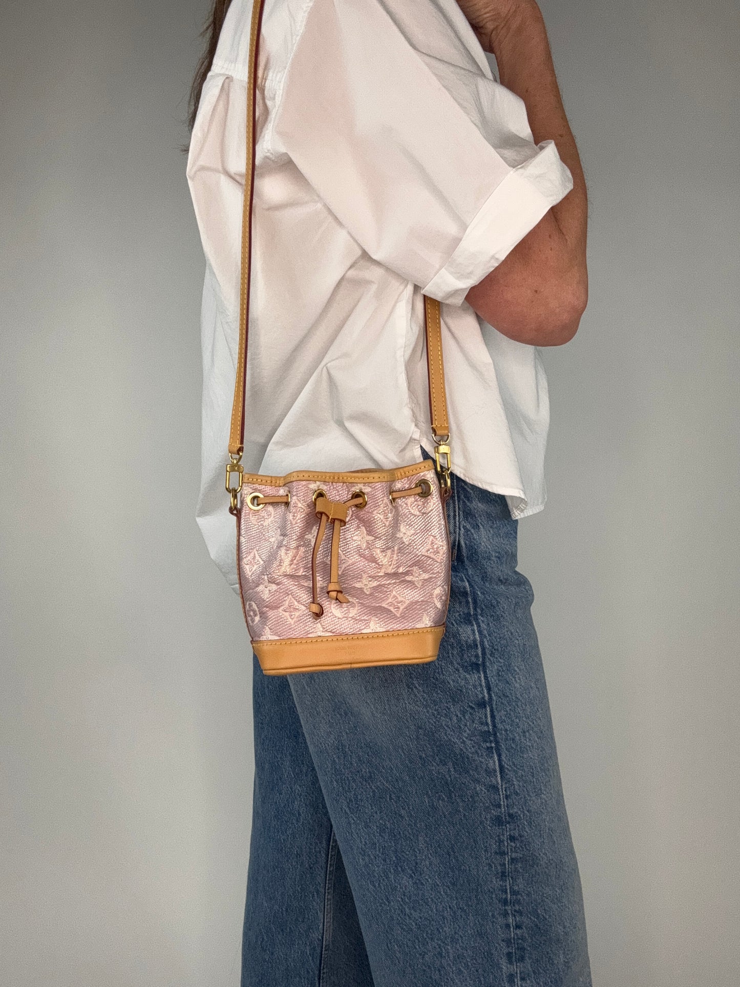 Louis Vuitton Laminated Jacquard Nano Noe Pink