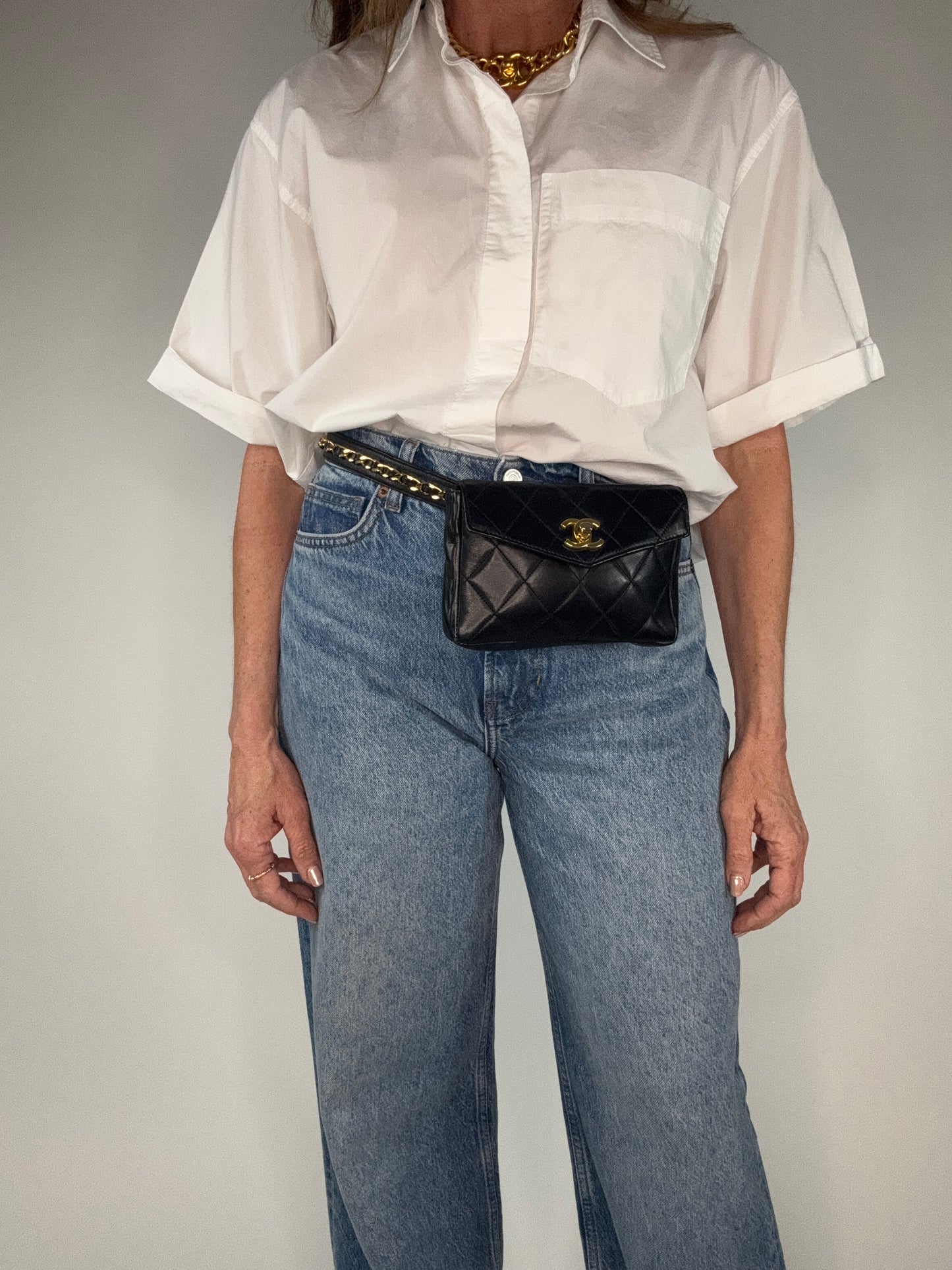 Chanel Vintage Quilted Envelope Belt Bag