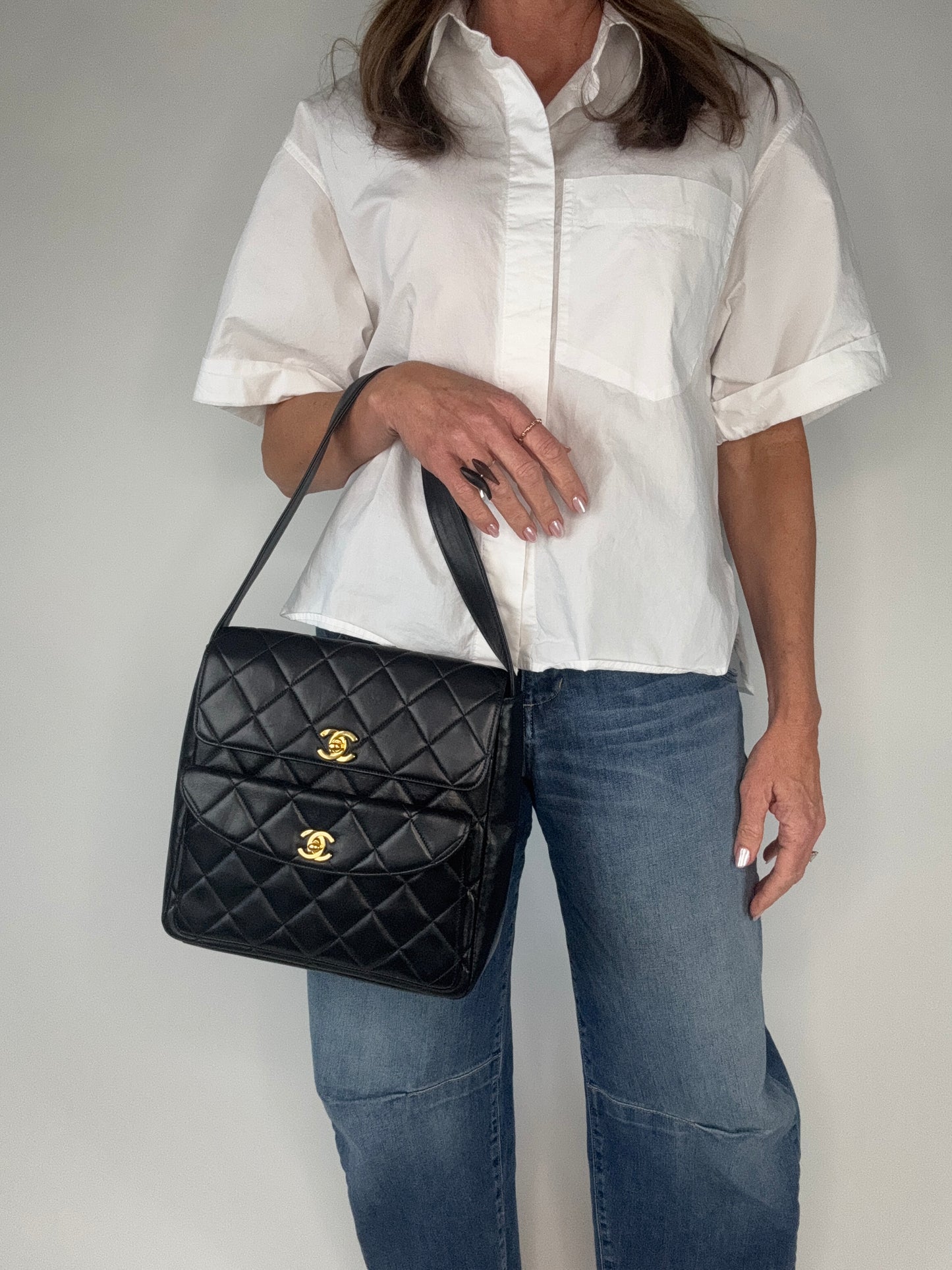 Chanel Vintage Double Turnlock Ulta Rare Lambskin Bag